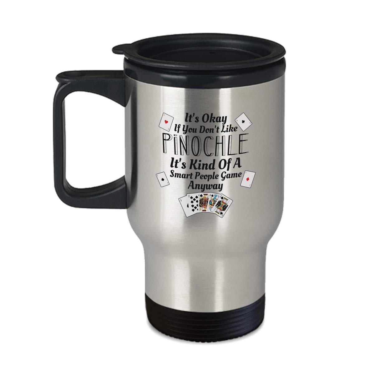 Premium 14 oz Travel Mug for Coffee & Tea - Playing Card Design, Insulated Stainless Steel Cup for Smart People | Perfect for Commuting, Camping & Office Use