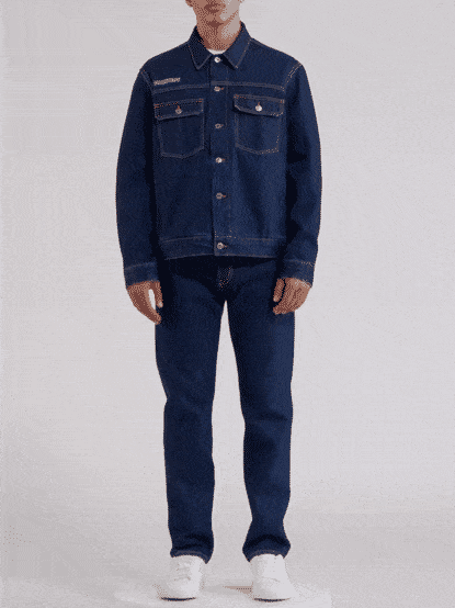 Men's Nettle Denim Jacket - Rinse Wash Distressed Style | Casual Outerwear for Streetwear & Fall Layering