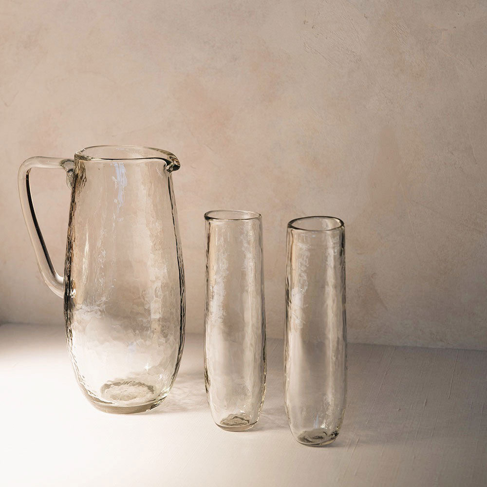 Premium Dimpled Glass Pitcher with Ergonomic Handle - 68oz Iced Tea & Lemonade Pitcher for Summer Drinks, Entertaining & Outdoor Parties