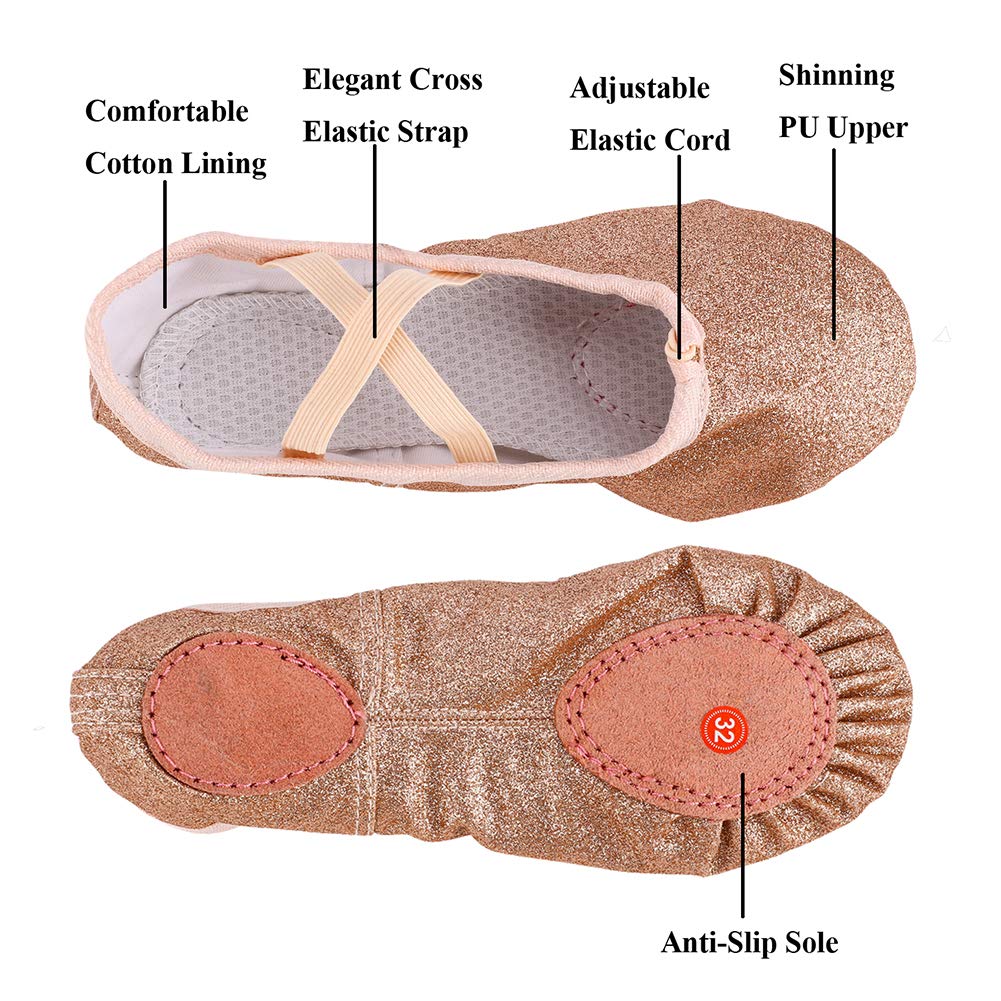 MSMAX Ballet Shoes for Girls - Comfortable Wedding & Party Dance Flats (Toddler/Little Kid/Big Kid) - Perfect for Ballet Class, Recitals & Special Occasions