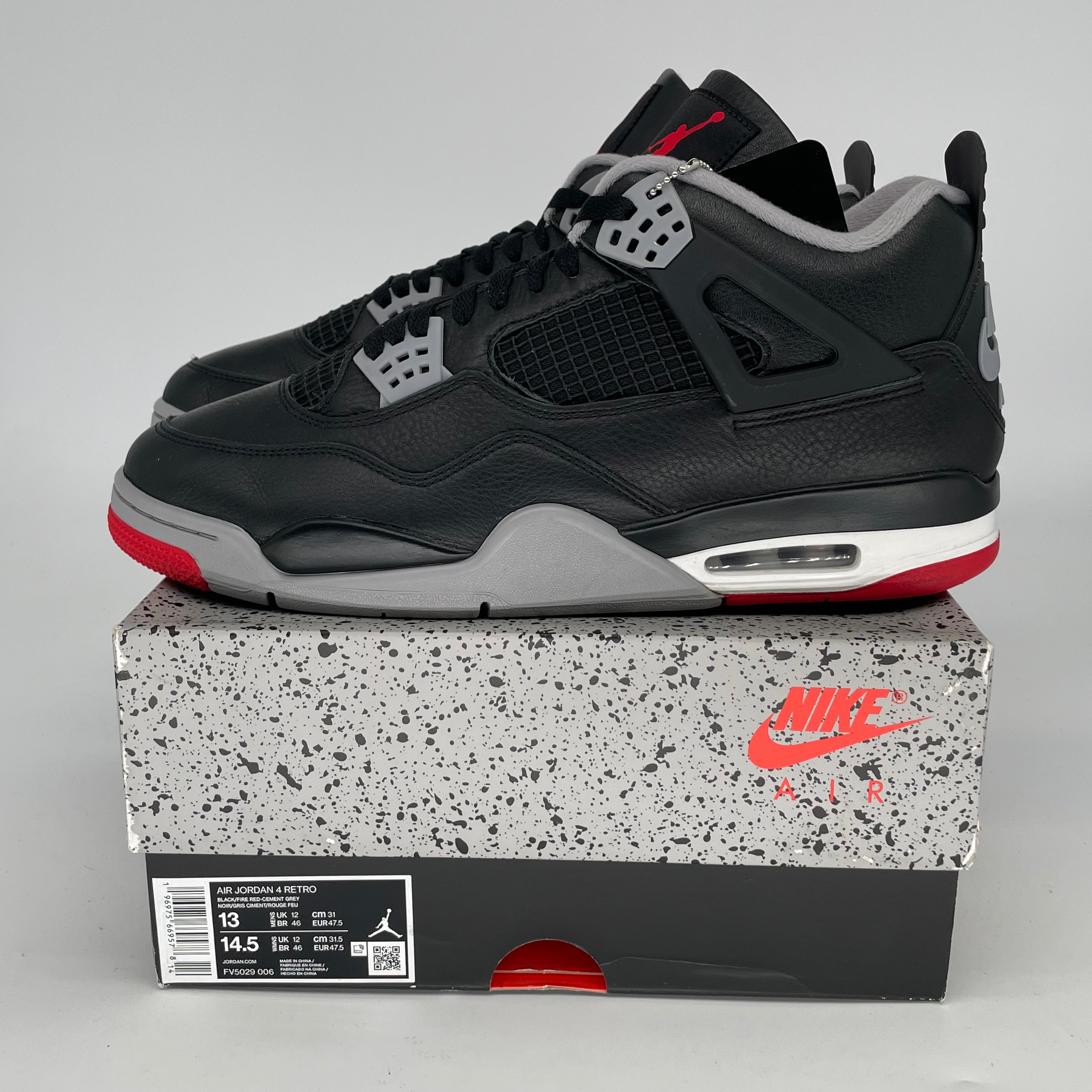 Original Air Jordan 4 Bred Reimagined Men's Basketball Shoes Size 13 (FV5029-006) - Retro Style for Streetwear & Sneaker Collectors | Perfect for Casual Wear, Sports & Sneakerhead Fashion