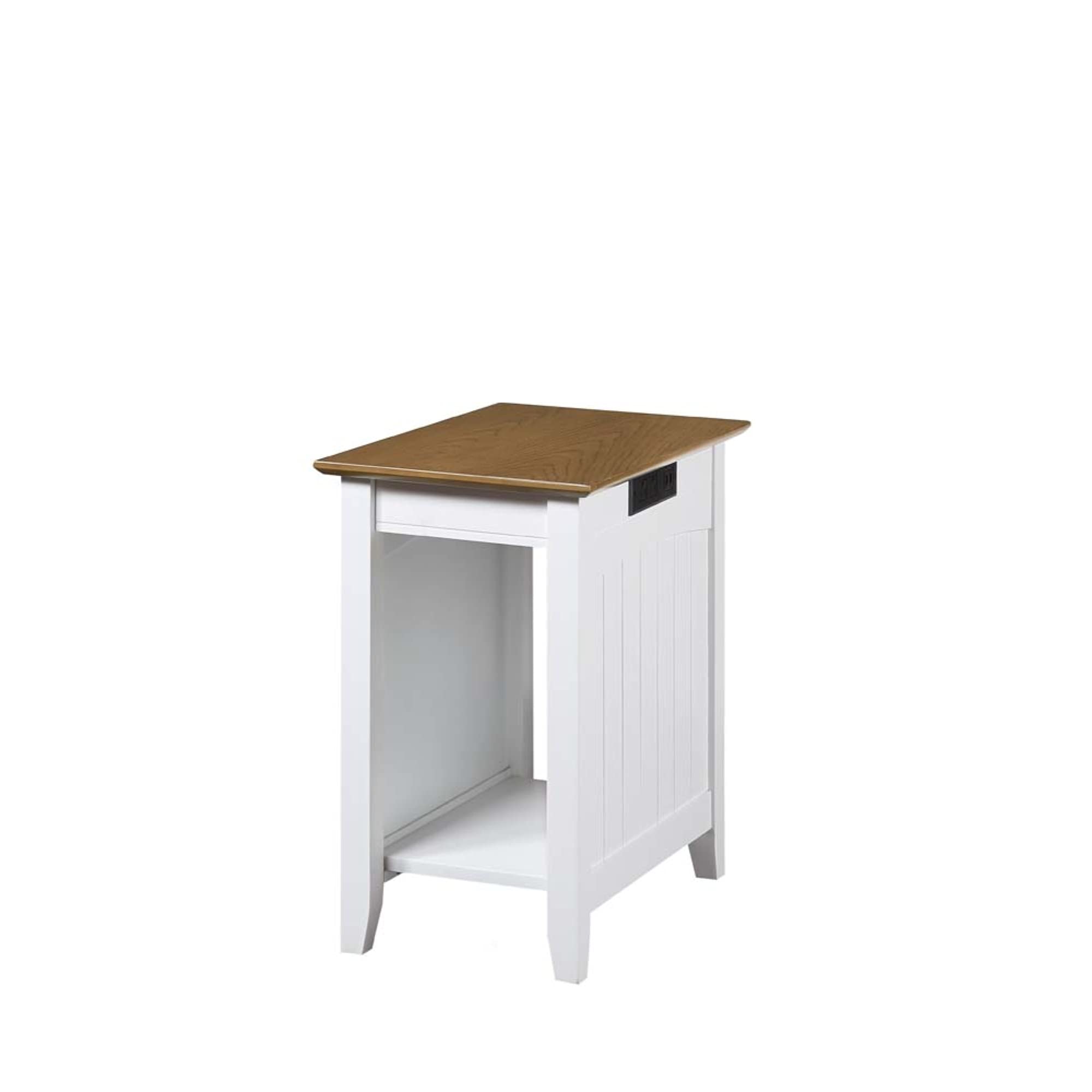 Modern Wooden End Table with USB Charging Station & Storage Shelf - Perfect for Living Room, Bedroom, or Office Nightstand