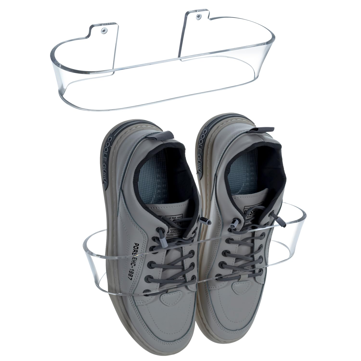 MyGift 11 Inch Round Clear Acrylic Floating Shoe Storage Racks - Wall Mounted Entryway Shoe Organizer for Closet, Holds Single Pair of Shoes (Set of 2) - Perfect for Small Spaces, Apartment Entryways & Sneaker Display