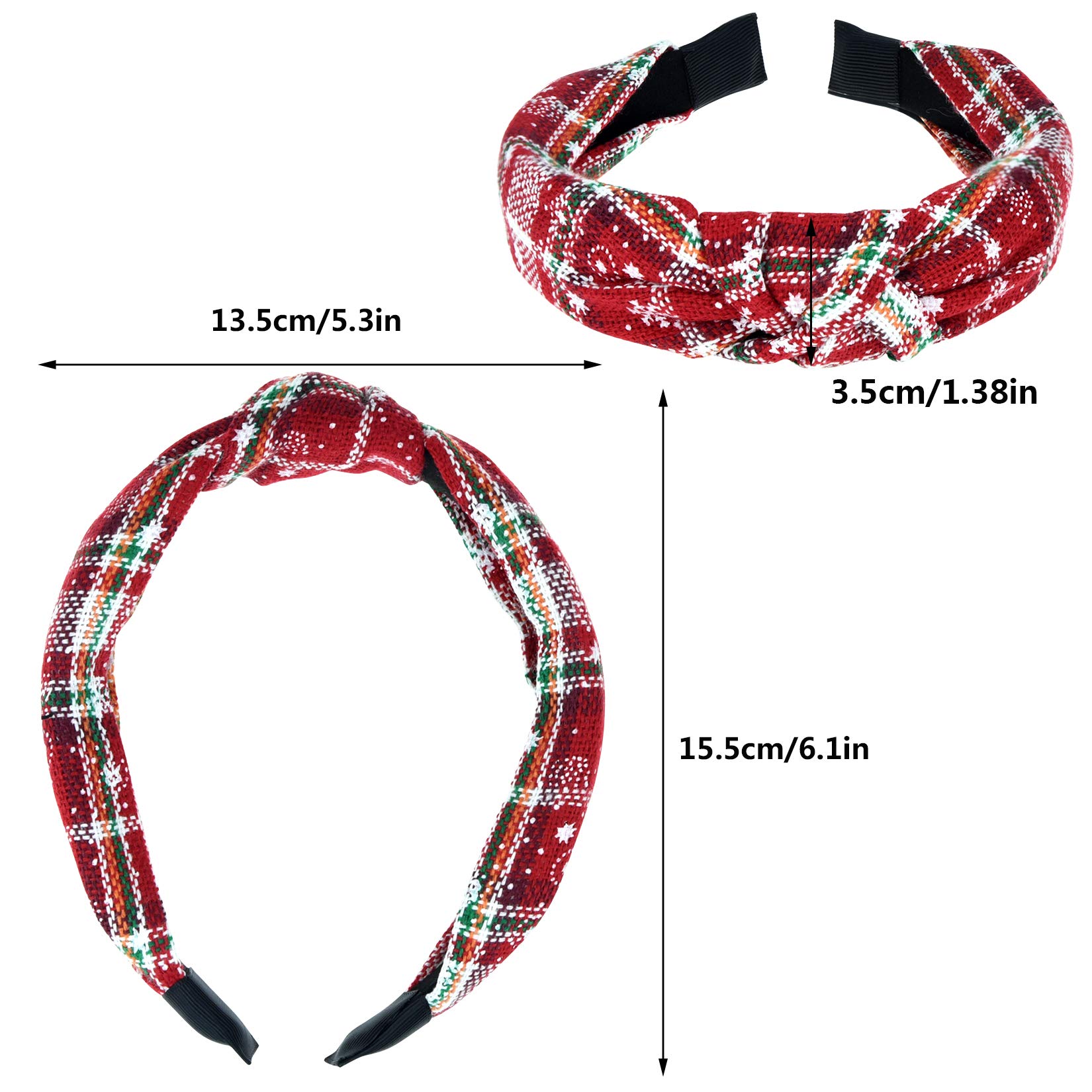 SUMERSHA 6-Pack Christmas Knotted Headbands for Women - Non-Slip Buffalo Plaid Turban Headbands, Top Knot Hair Bands for Women & Girls - Perfect for Birthdays, Holidays & Winter Fashion Accessories | Great for Christmas Parties, Family Gatherings & Festive Outfits