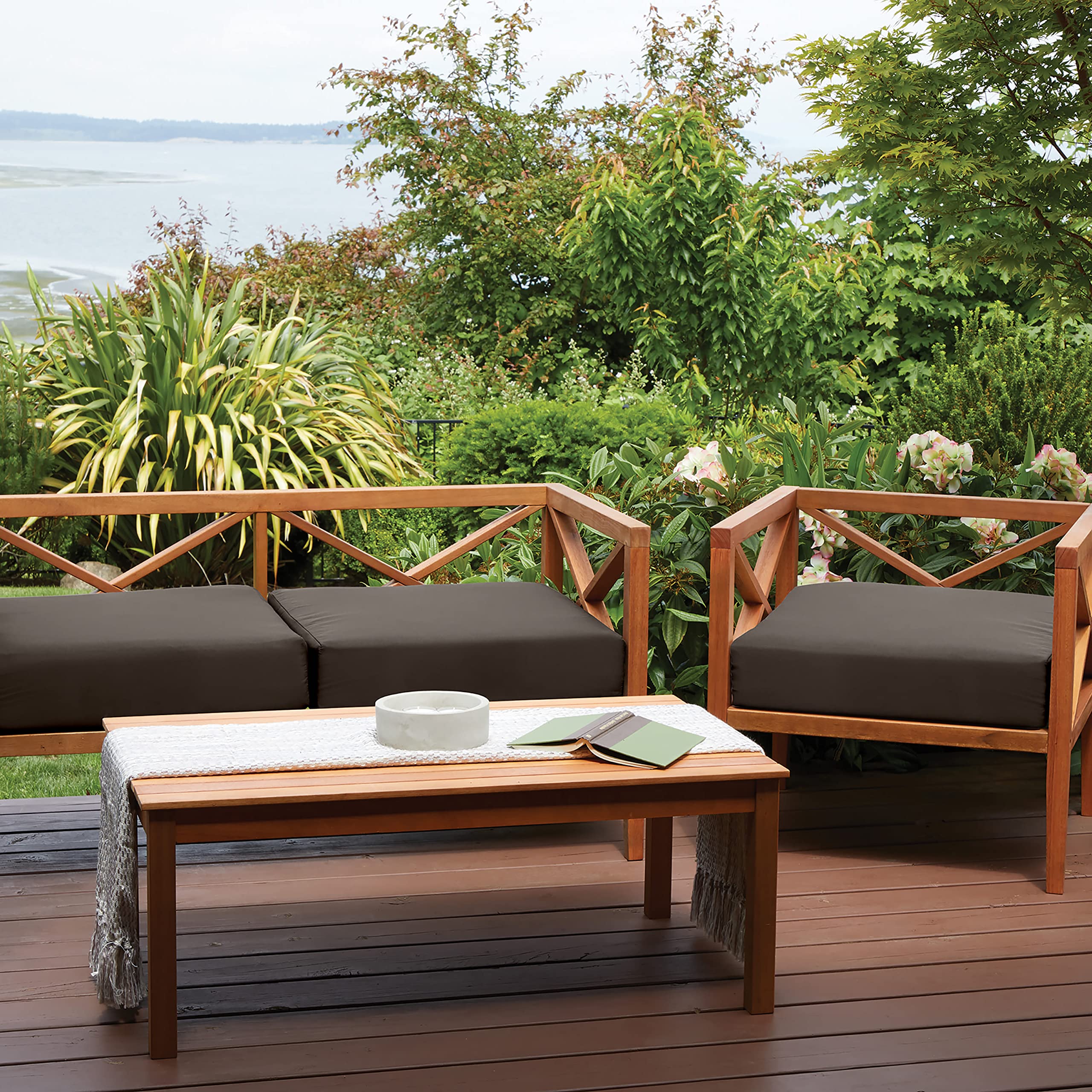 Classic Accessories Ravenna Water-Resistant 17x15x2 Inch Patio Seat Cushion in Espresso - Perfect for Outdoor Chairs, Loungers, and Garden Furniture