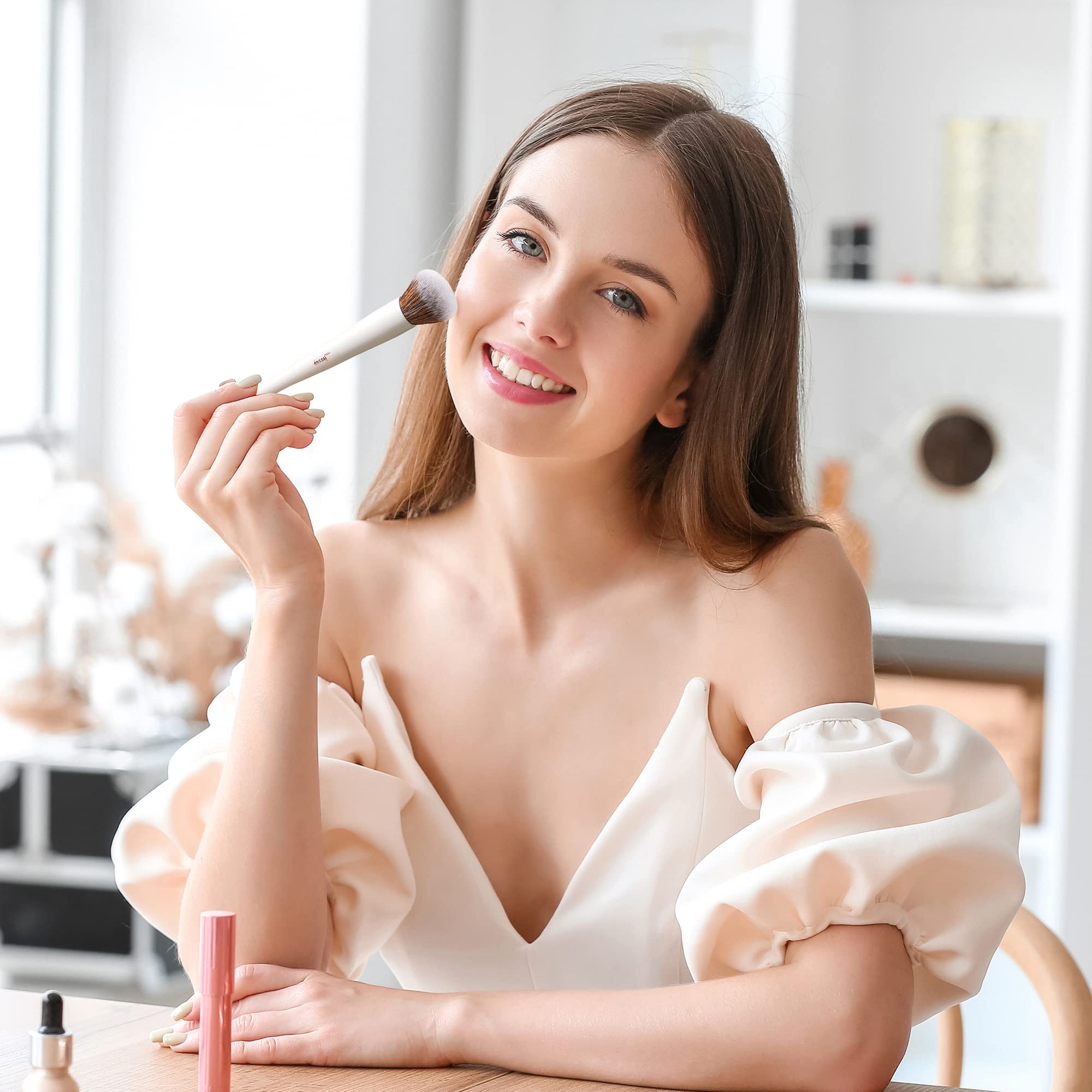 Jessup 14-Piece Premium Synthetic Makeup Brush Set - Foundation, Concealer, Blush, Contour, Powder & Eyeshadow Blending Brushes (Pearl White T343) - Perfect for Professional Makeup Artists & Beginners for Flawless Daily & Special Occasion Looks