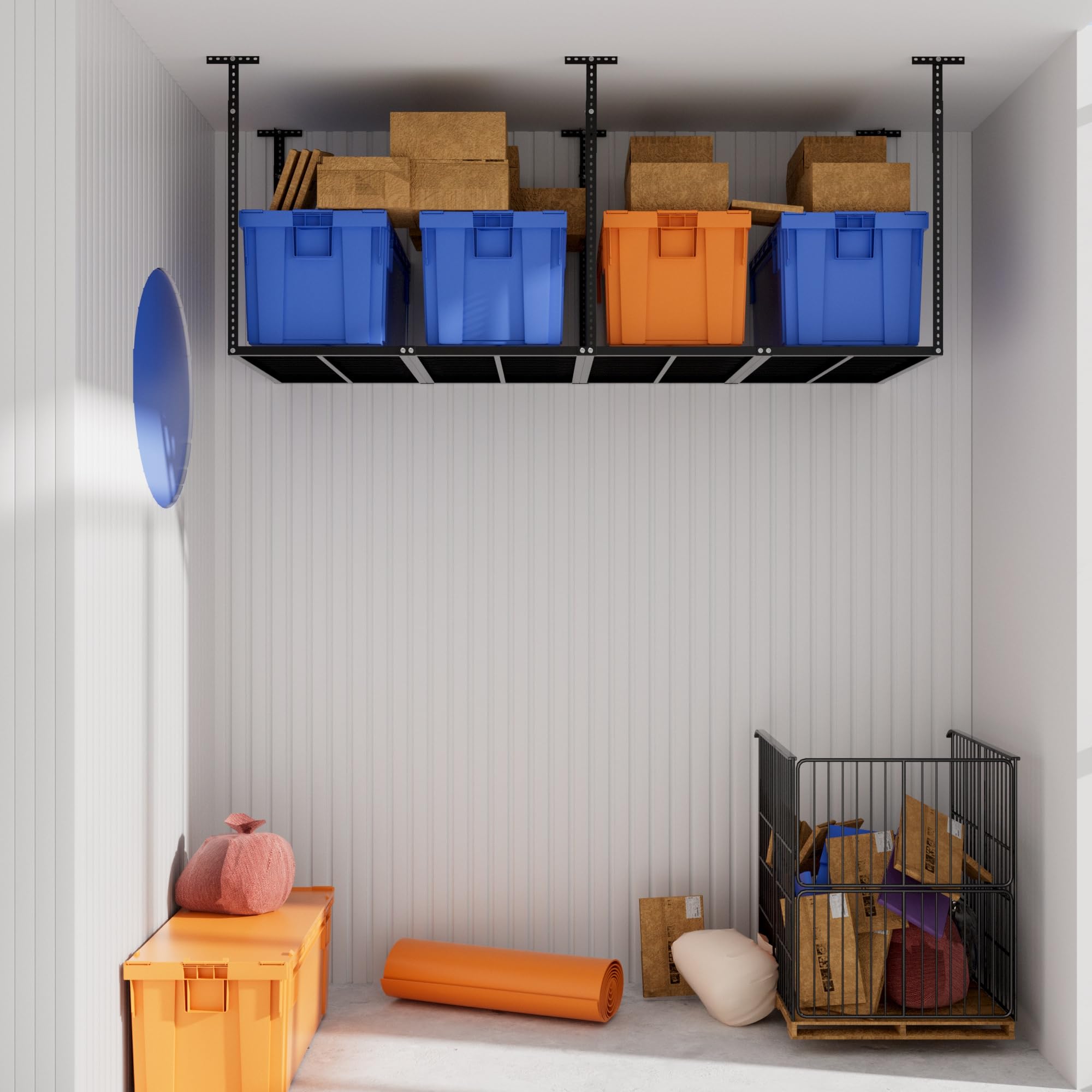 TUFFIOM Heavy Duty Overhead Garage Storage Rack - 3x8 ft Adjustable Ceiling Storage System with 750 lbs Capacity (22