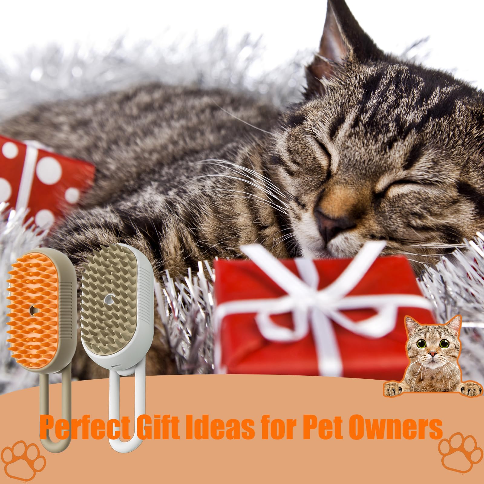Spritz Defur Comb for Cats & Dogs - 3-in-1 Pet Grooming Brush with Steam Function for Shedding Control - Gentle on Long & Short Hair - Perfect for Home Grooming & Reducing Pet Hair Around the House