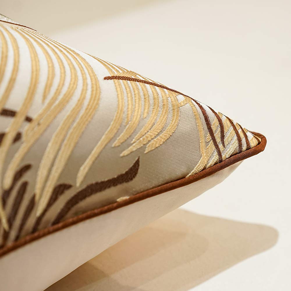 Avigers 12x20 Inches Light Brown Peacock Feather Decorative Throw Pillow Covers - Luxury Sofa Cushion for Living Room, Bedroom & Car Interior Decor (30x50cm) - Perfect for Home Styling, Wedding Decor and Bohemian Chic Spaces