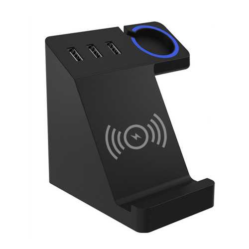 Bakeey 3-Port USB Qi Wireless Charging Stand - Phone Holder for iPhone, Samsung, Tablets & Apple Watch - Perfect for Office, Home & Travel