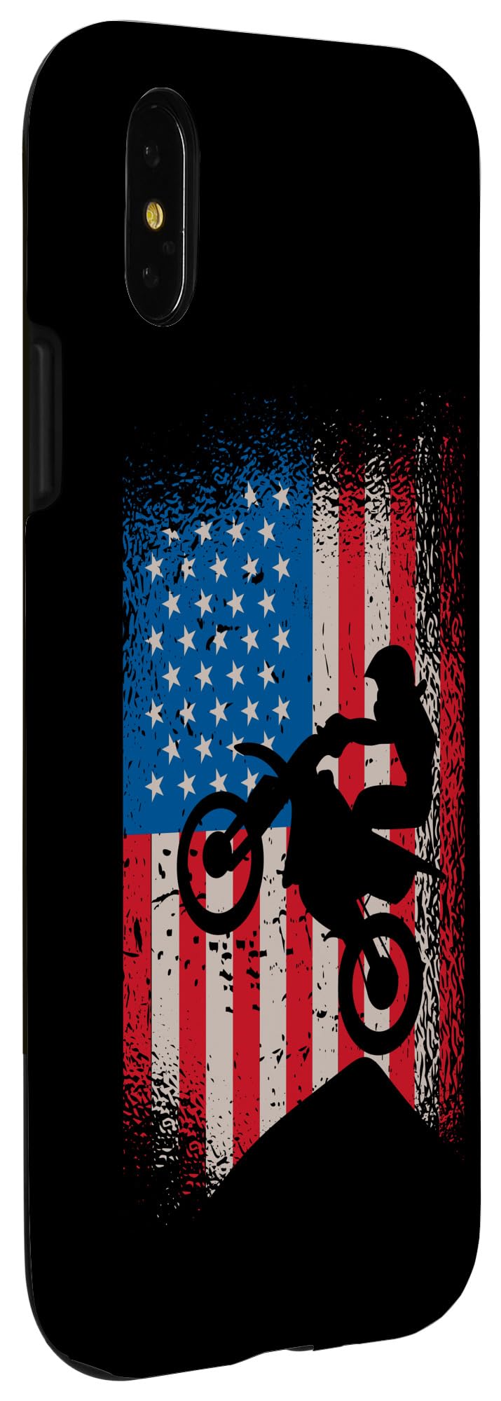 Patriotic American Flag iPhone X/XS Case - Dirt Bike Motocross Biker Design, Perfect for Outdoor Adventures & Motorcycle Enthusiasts