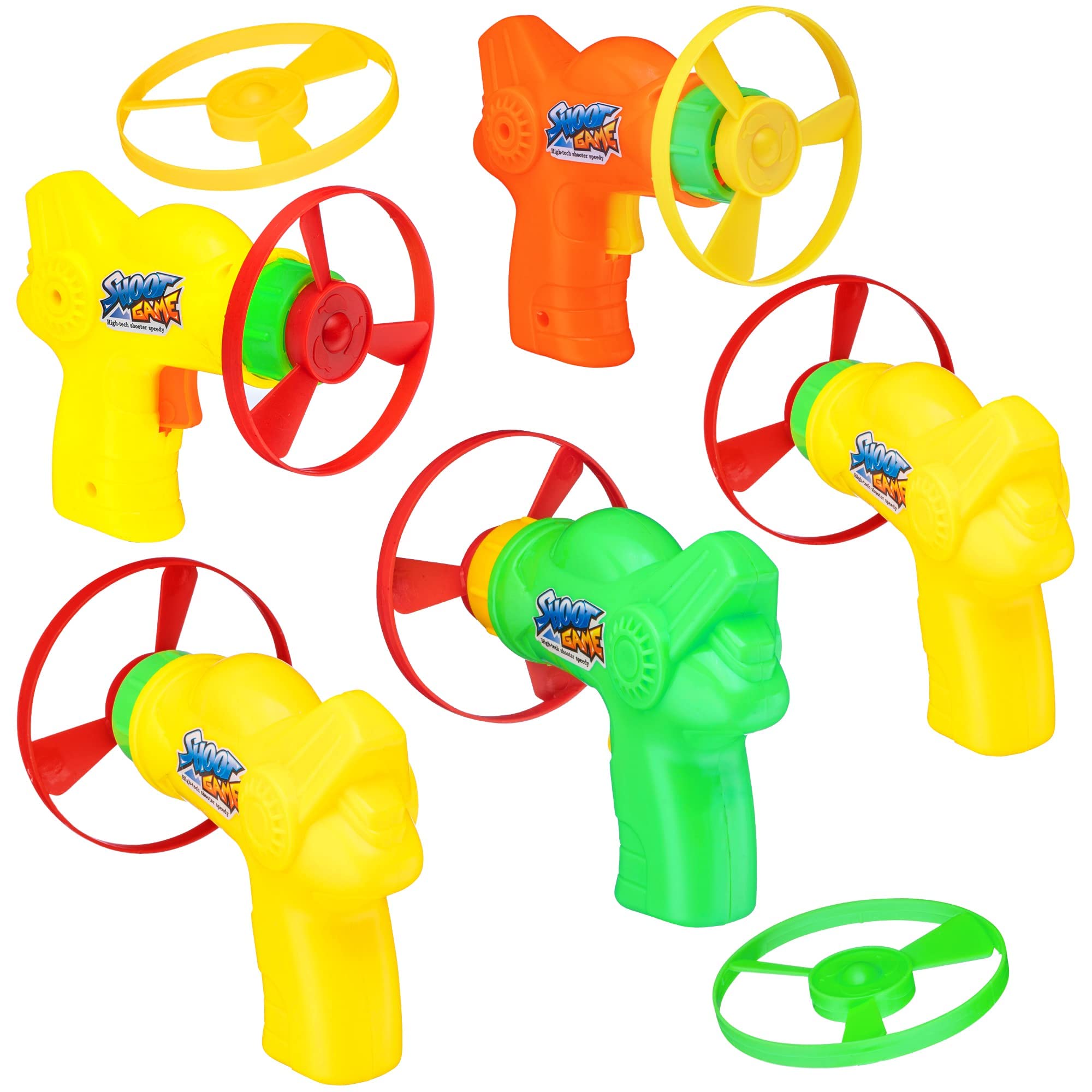12 Pack Flying Disc Shooters for Kids & Cats - Interactive Spinning Toy, Flying Saucer Launcher for Indoor & Outdoor Play - Fun Frisbee Party Favors & Cat Fetch Toys - Perfect for Backyard Games, Birthday Parties & Pet Playtime