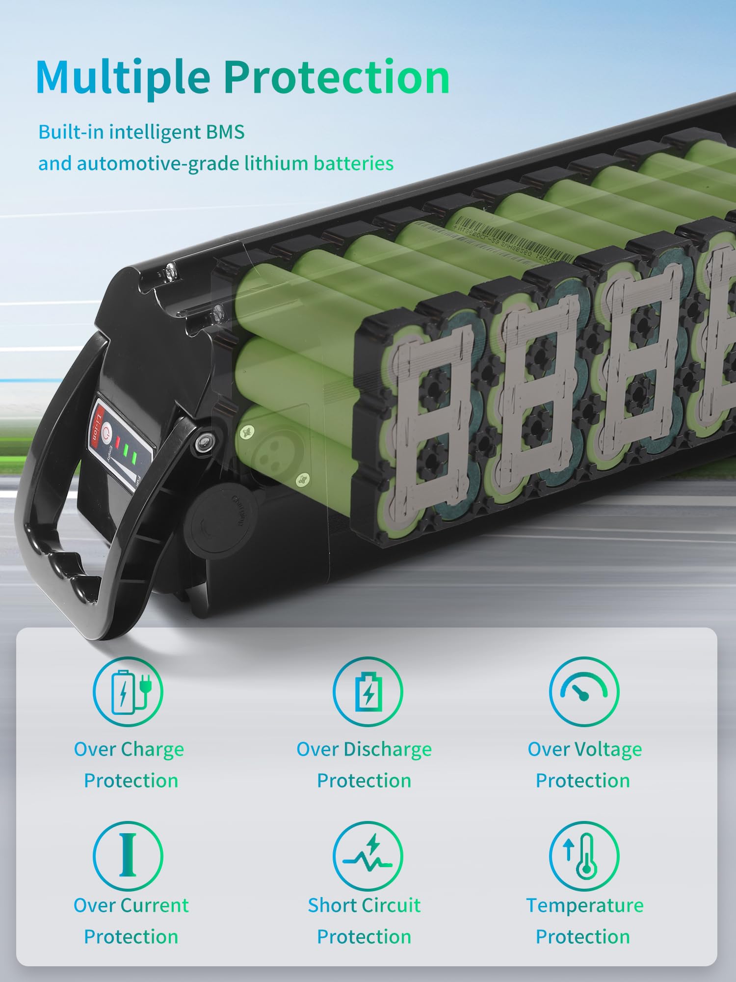 48V 20Ah Lithium Electric Bike Battery - Folding E-Bike Replacement Battery with 2A Fast Charger & Safety Lock | US Stock | Perfect for Commuting, City Riding & Outdoor Adventures