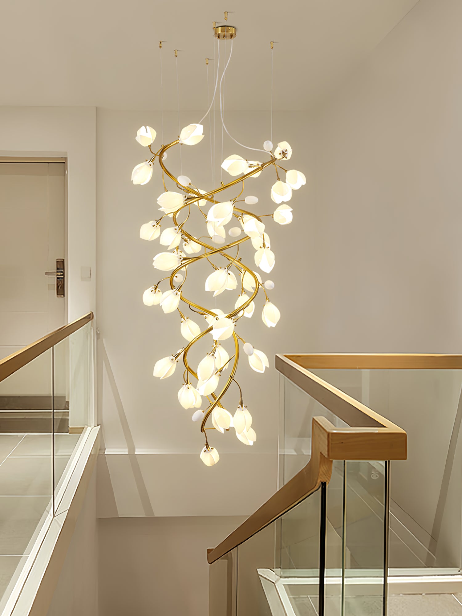 Lysandra Cascade Stairs Chandelier - Modern Crystal Ceiling Light Fixture for Dining Room, Living Room, Foyer | Elegant Home Decor Lighting for Weddings & Events