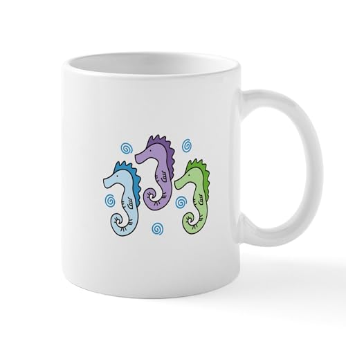 White - Three Seahorses Mugs