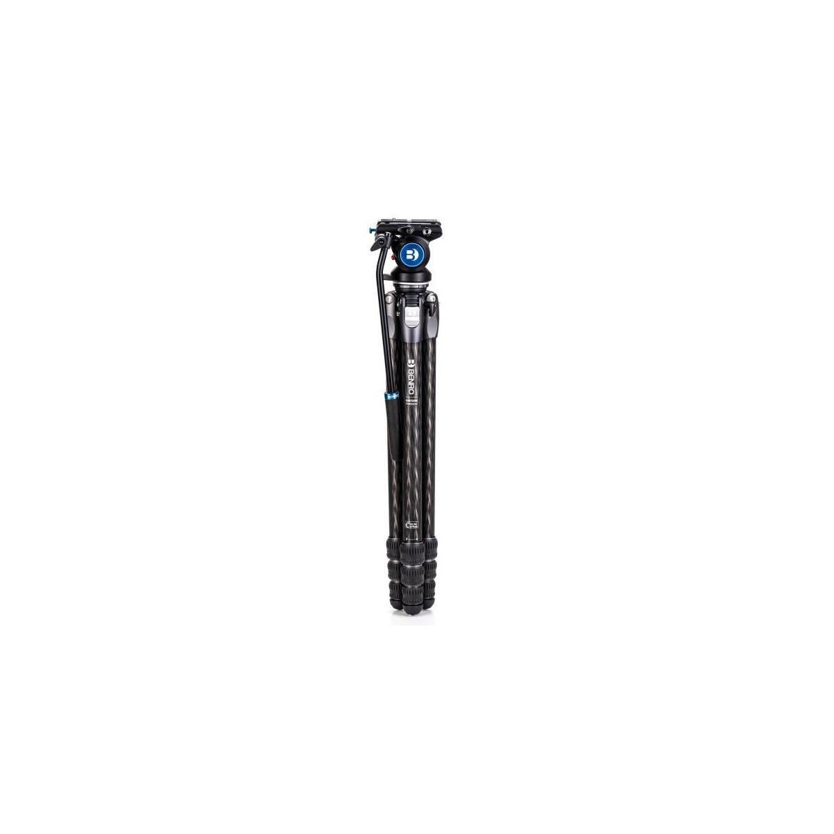 Benro TTOR34CLVS4PRO Carbon Fiber Tripod with S4Pro Video Head - Lightweight & Stable for Photography, Videography, and Outdoor Shooting