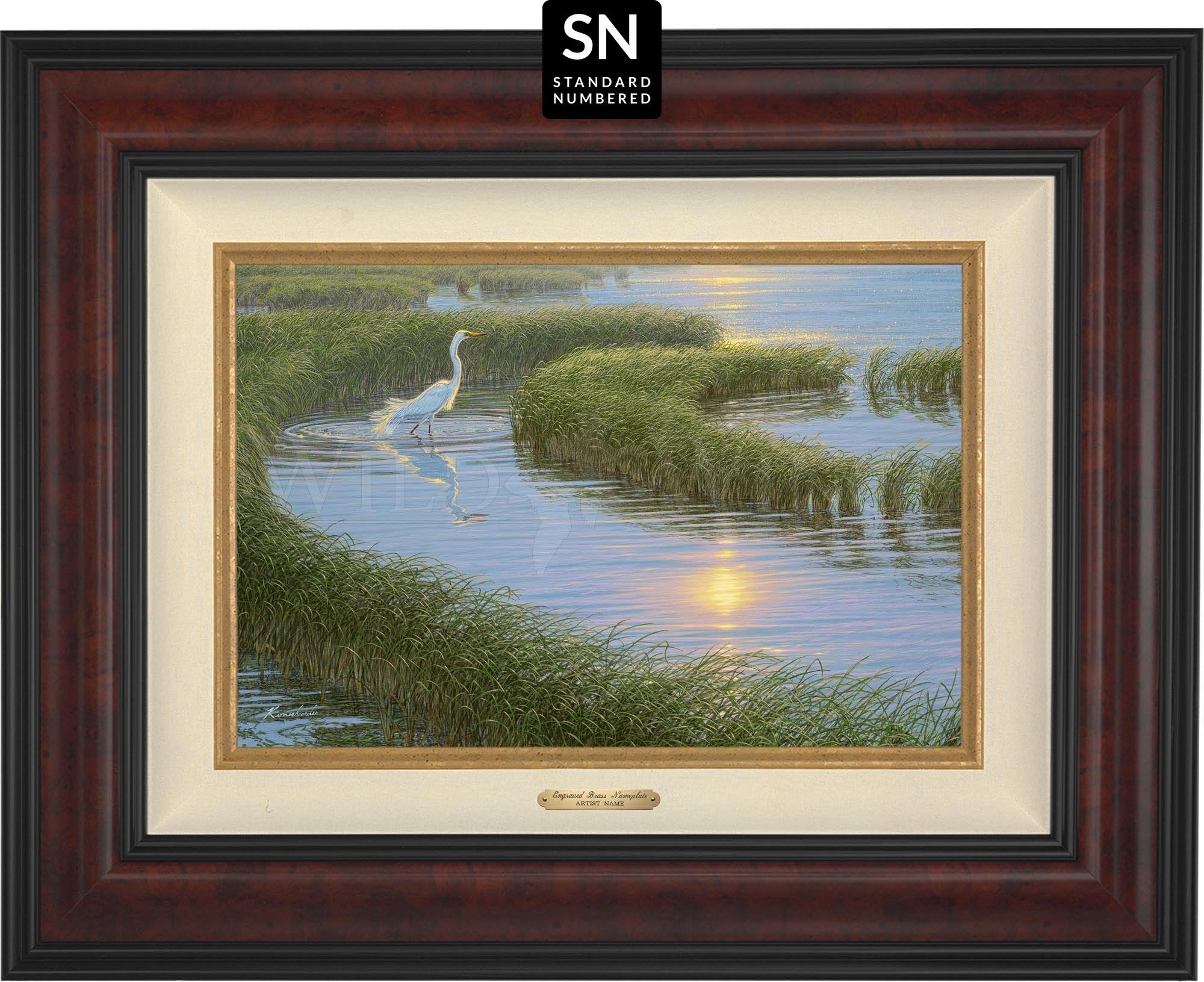 Evening Solitude - White Egret Art Print | Standard Numbered Edition (SN) | Home Decor, Office Wall Art, Gift for Nature Lovers
