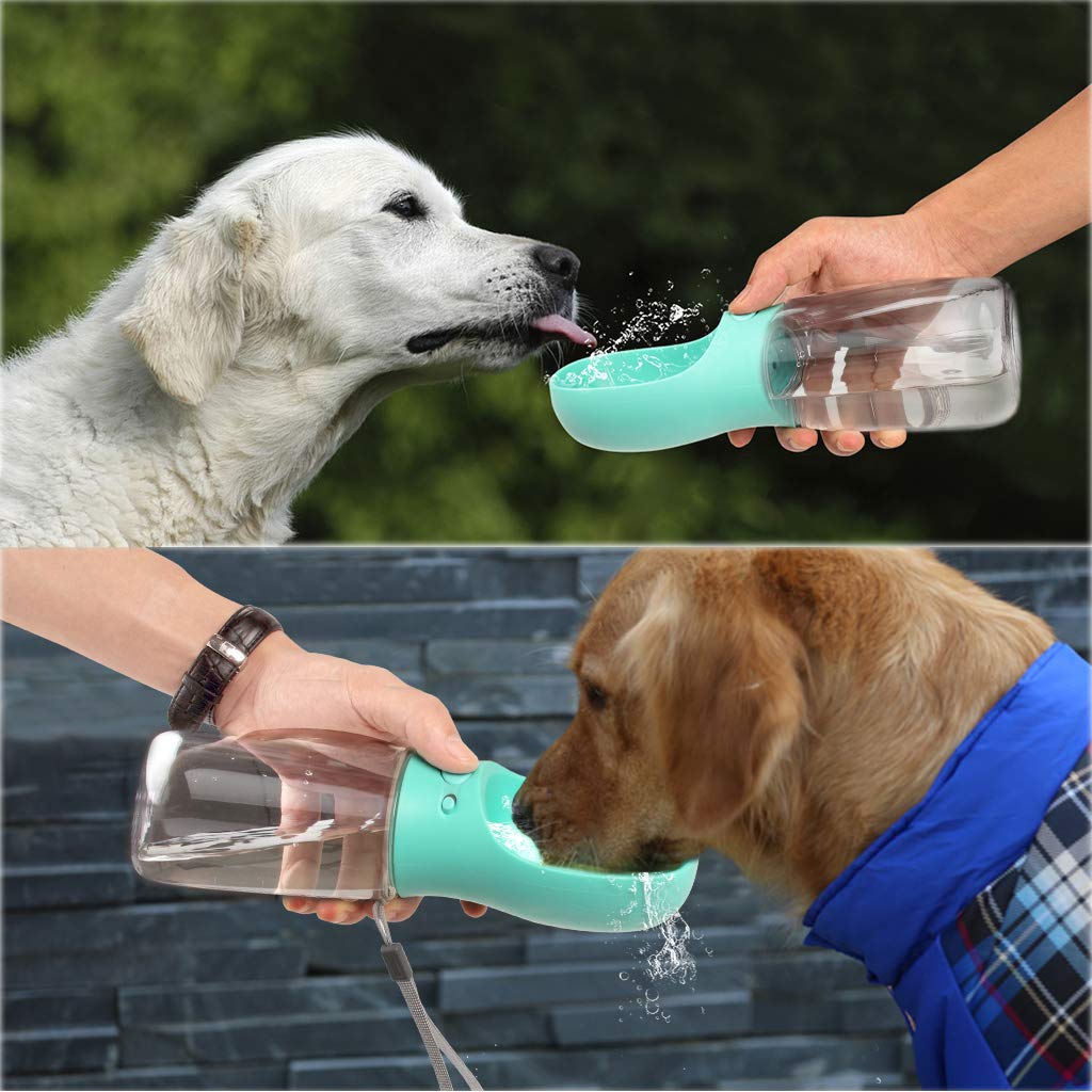20oz Portable Dog Water Bottle with Bowl - Leak Proof, Food Grade ABS, Lightweight Pet Travel Water Dispenser for Outdoor Walking, Hiking & Travel - Blue