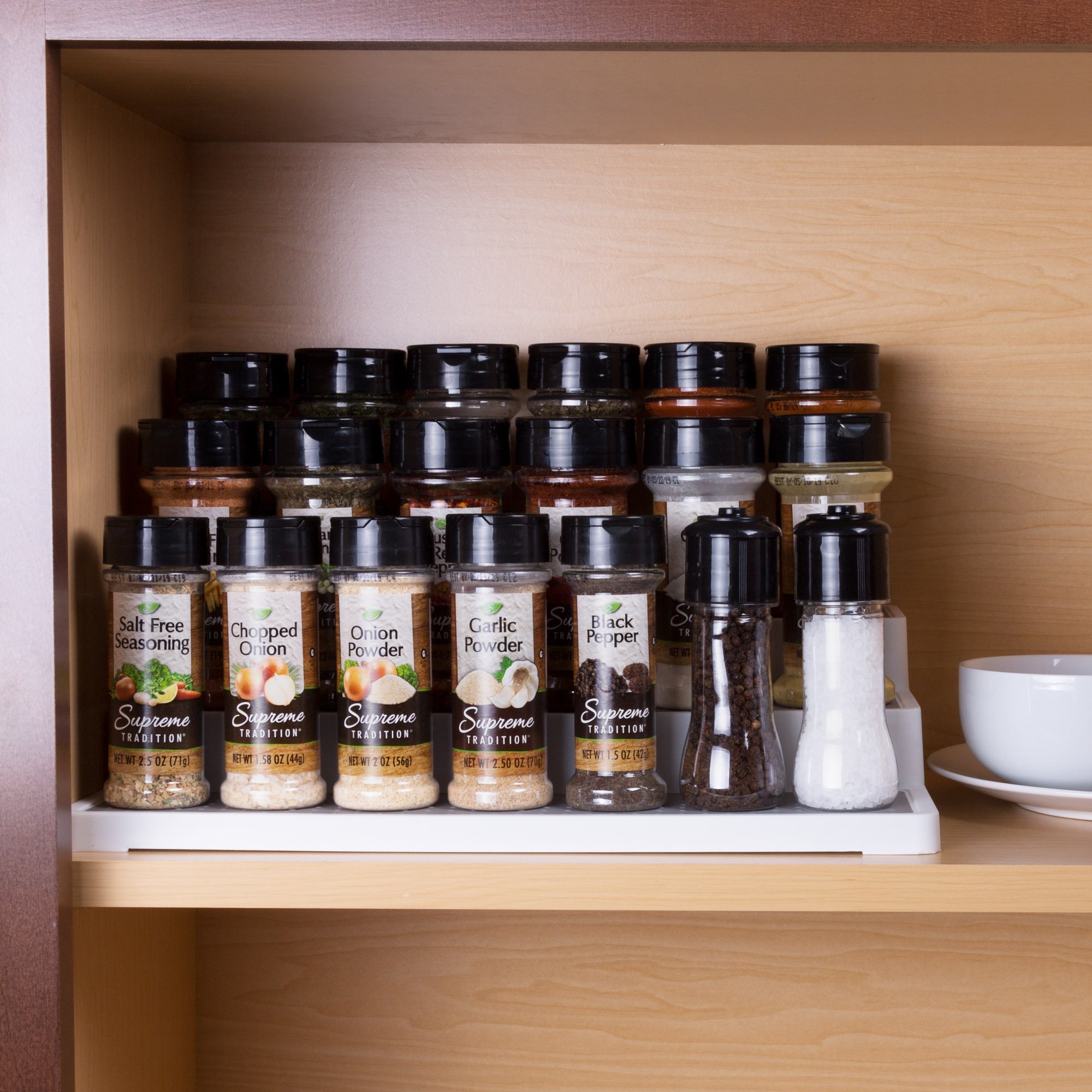 Lavish Home 3-Tier Spice Rack Organizer - Space Saving Kitchen Cabinet & Countertop Storage for Spices, Seasonings & Pantry Items (14.5x9.5 Inches) - Perfect for Small Kitchens, Cooking Stations & Home Organization