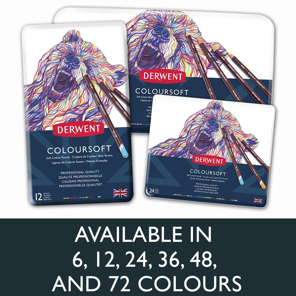 Derwent Colored Pencils - 48 Count ColourSoft Art Drawing Pencils in Wooden Box (2301660) | Perfect for Sketching, Coloring Books & Professional Artwork