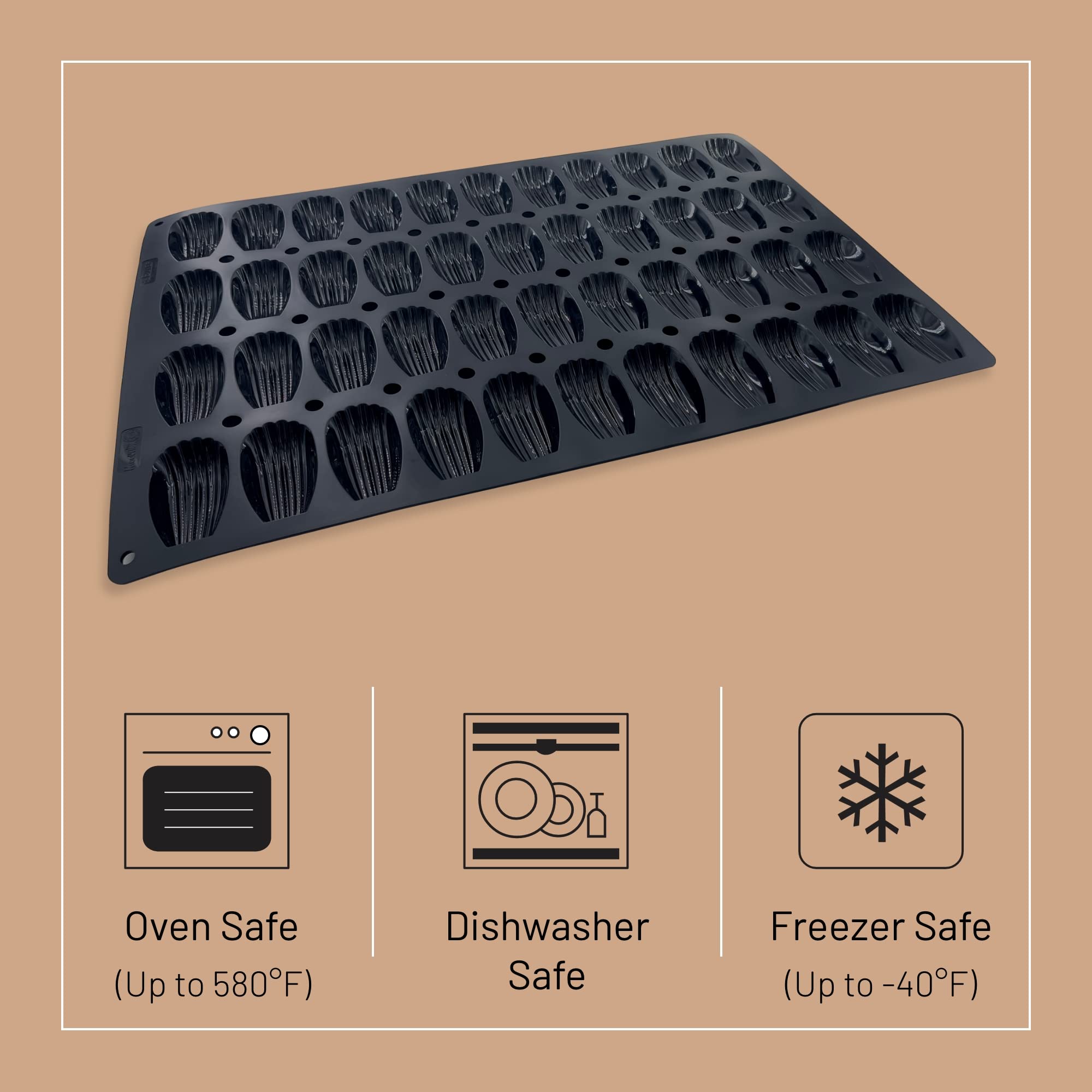 de Buyer MOUL’FLEX PRO Silicone Madeleine Mold - 44-Cavity Non-Stick Baking Pan for Perfect French Madeleines - Dishwasher, Freezer & Oven Safe - Ideal for Home Baking, Tea Parties & Holiday Desserts