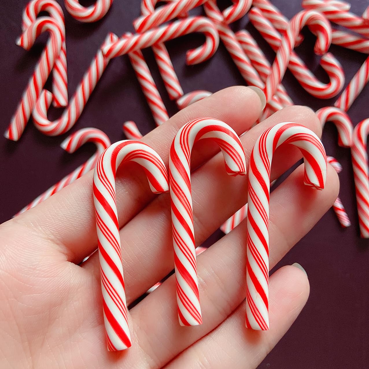 Red & White Mini Polymer Clay Candy Canes (30PCS, 5CM) - DIY Christmas Decorations, Nail Art Kit, Cake Toppers & Food Crafts - Perfect for Holiday Baking, Gift Wrapping & Festive Home Decor