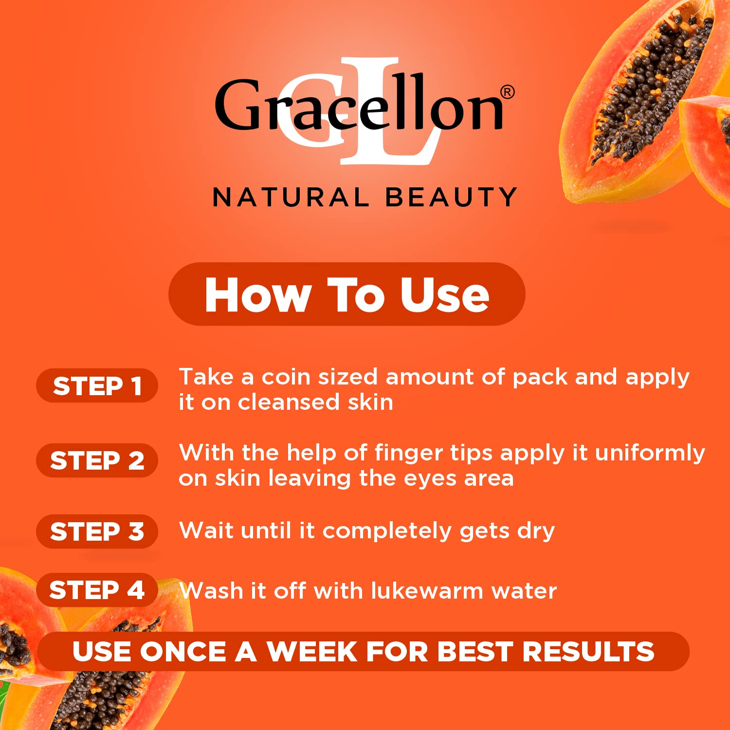 **Gracellon Papaya Fresh Face & Body Massage Pack – Brightens Skin Tone, Reduces Dark Spots, Enhances Elasticity – Paraben & SLES-Free – Perfect for Spa Days & Skincare Routines**
