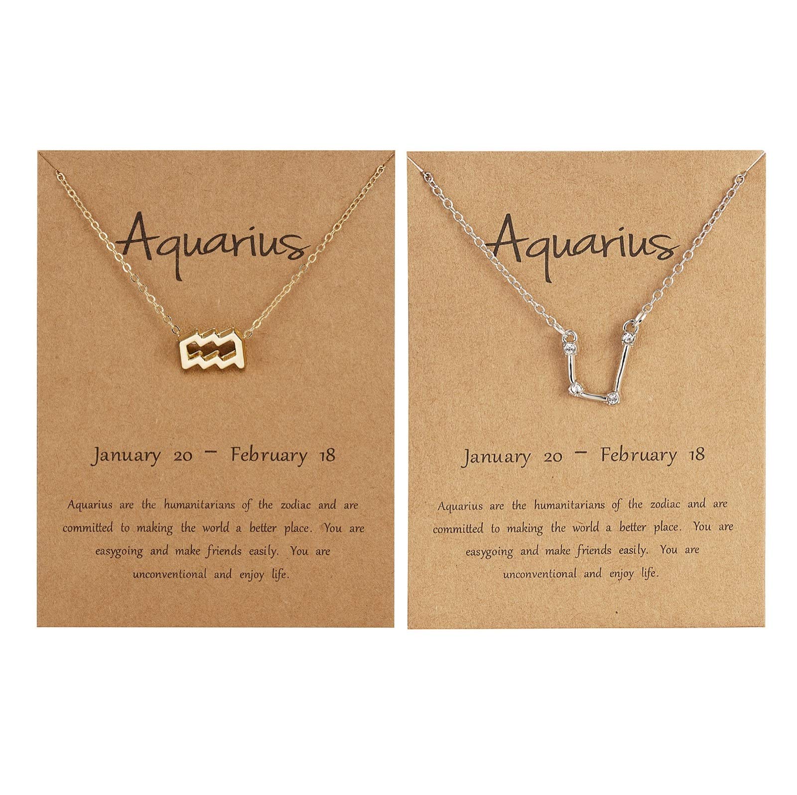 2 Pcs Zodiac Necklace Set - 12 Constellation Necklaces with CZ Stones, Astrology Horoscope Pendant for Women & Girls | Perfect Birthday Gift, Daily Wear & Special Occasions Jewelry