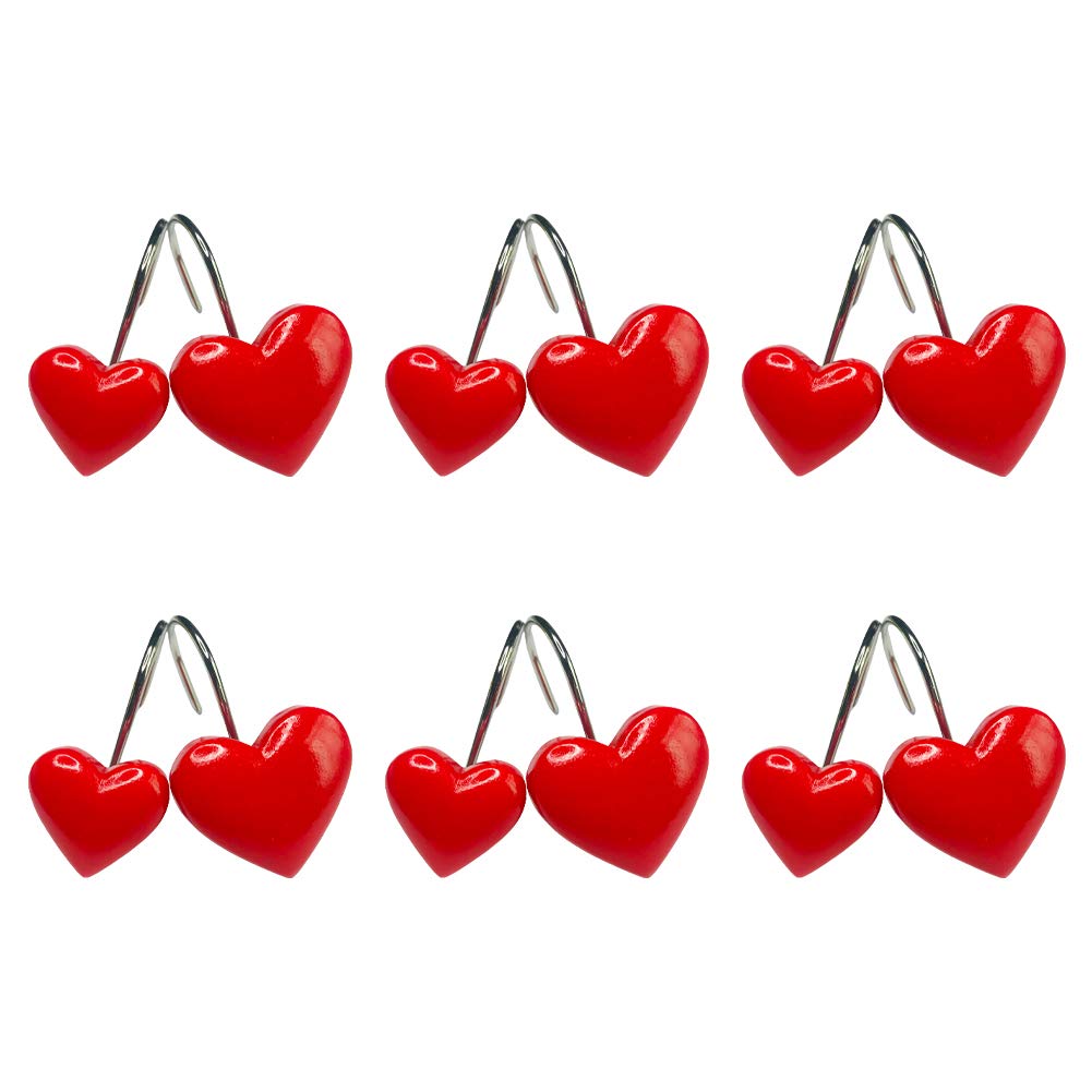 12-Pack Heart-Shaped Shower Curtain Hooks - Rust-Resistant Decorative Bathroom Accessories for Valentine's Day Gifts & Romantic Home Decor | Perfect for Couples' Bathrooms, Wedding Showers & Anniversary Presents