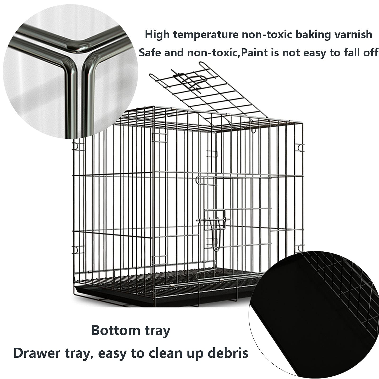 Heavy Duty Folding Metal Dog Crate with Lock - 27.5