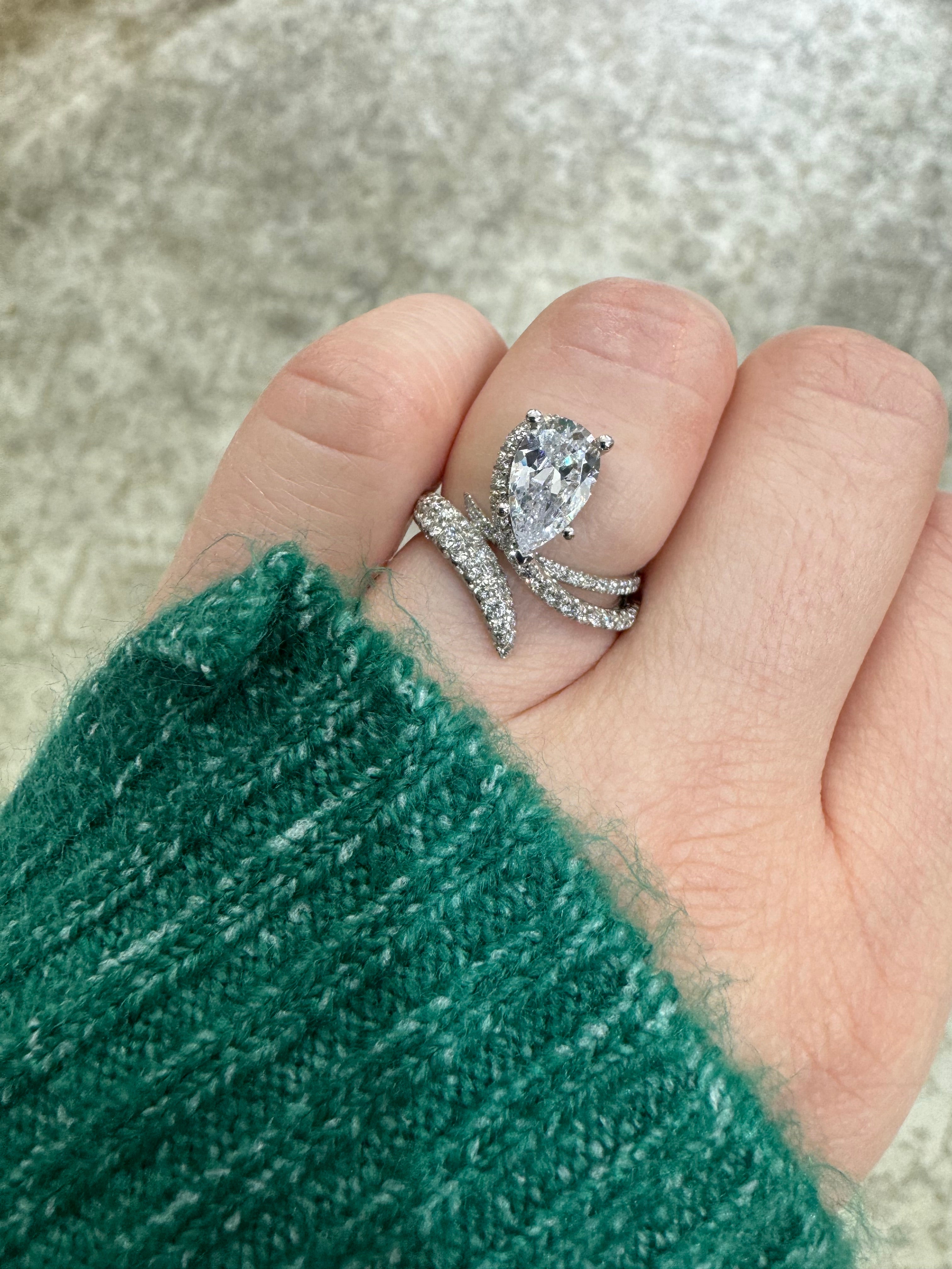 Diamond Bypass Semi Mount Engagement Ring Setting for Women - Perfect for Wedding, Proposal & Anniversary Gifts