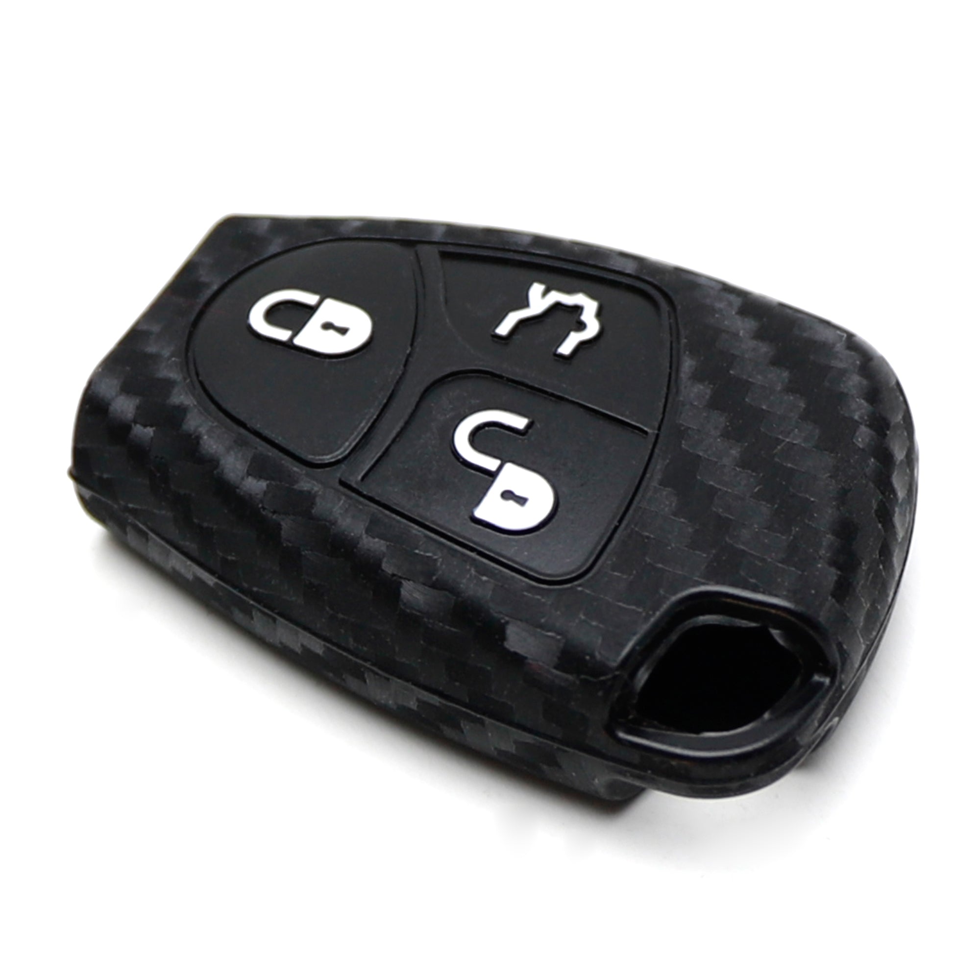 Premium Carbon Fiber Style Silicone Key Fob Cover for Mercedes-Benz C/E/S/G/CL Class (Gen1 Keyless Entry) - Durable Protection & Stylish Accessory for Car Keys
