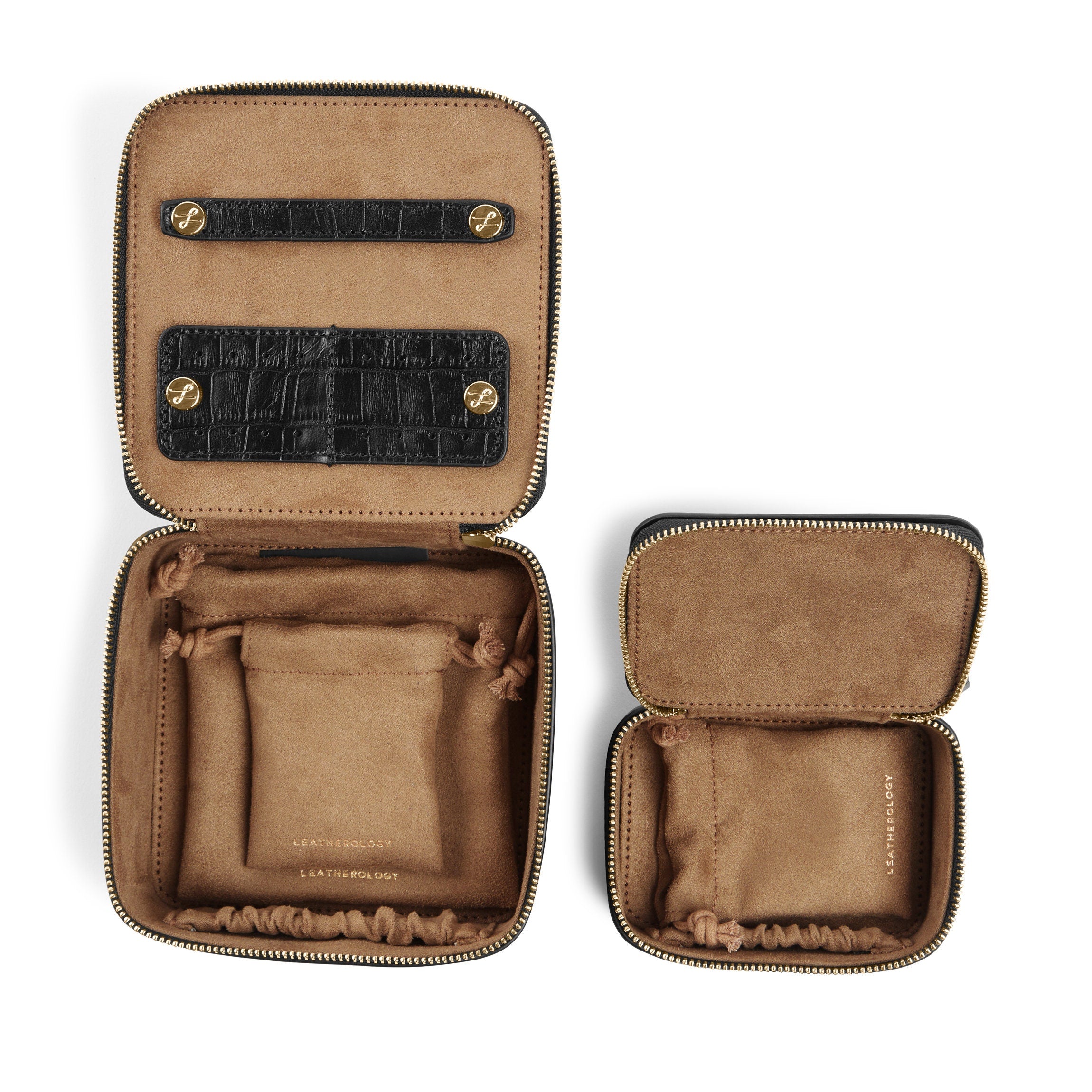Black Crocodile Pattern Jewelry Organizer Set - Travel & Home Storage for Necklaces, Rings, Earrings & Bracelets | Compact & Stylish Jewelry Box for Women