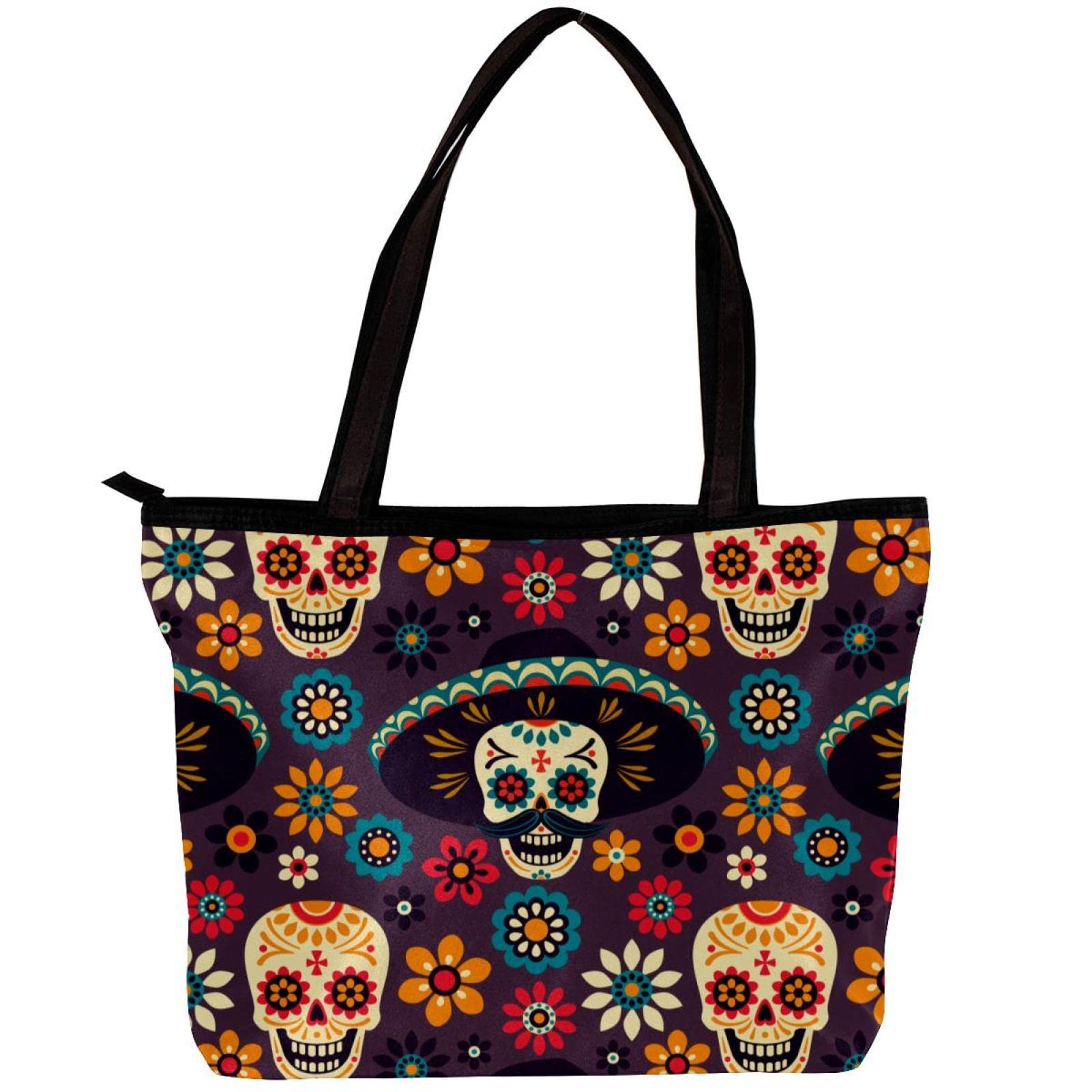 Stylish Black Skull & Heart Tote Bag for Women - Trendy Shoulder Handbag with Inner Pouch | Perfect for Work, Shopping & Travel Accessories