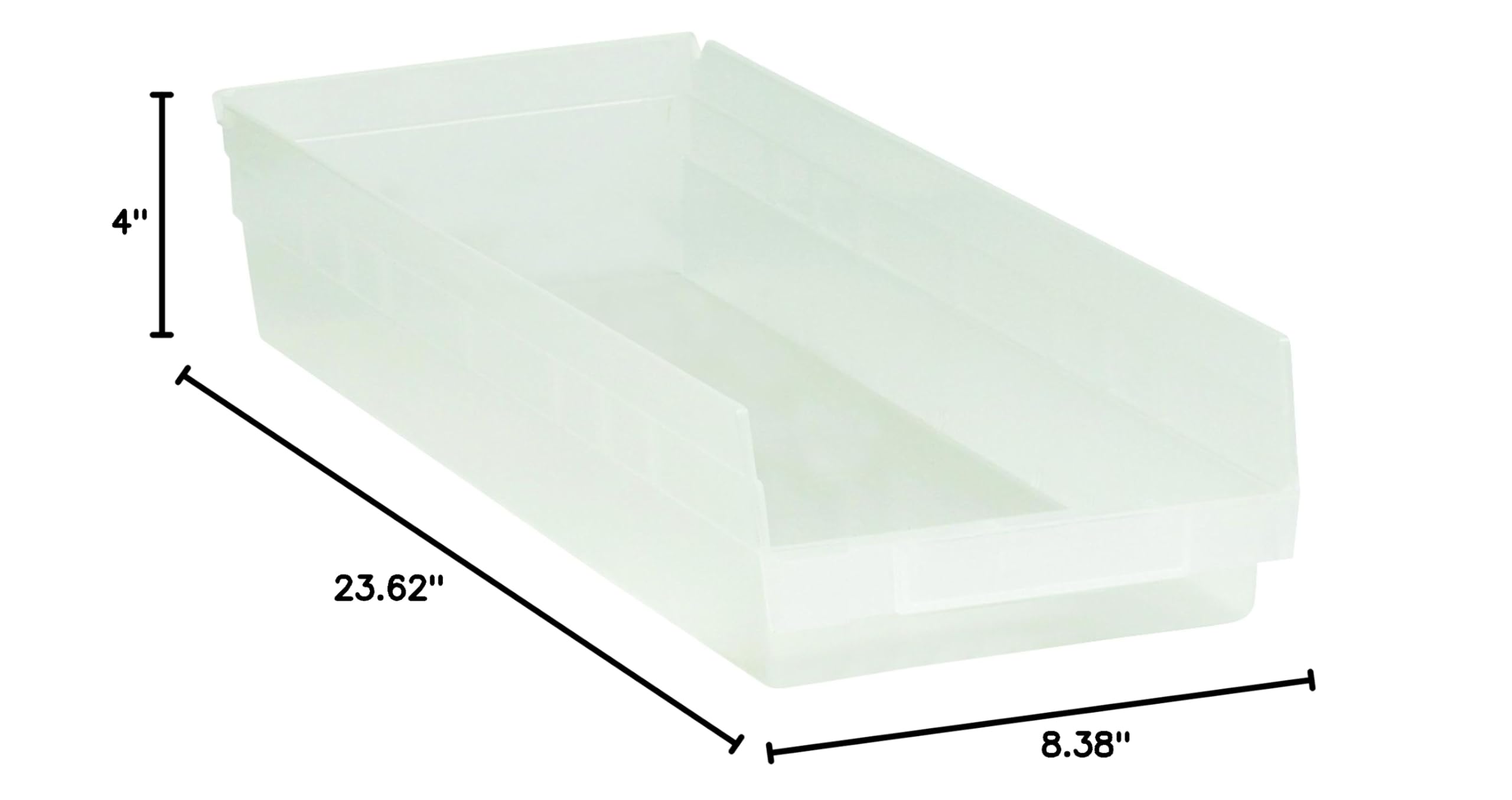 Partners Brand PBINPS123CL Clear Plastic Storage Bins - 23.6