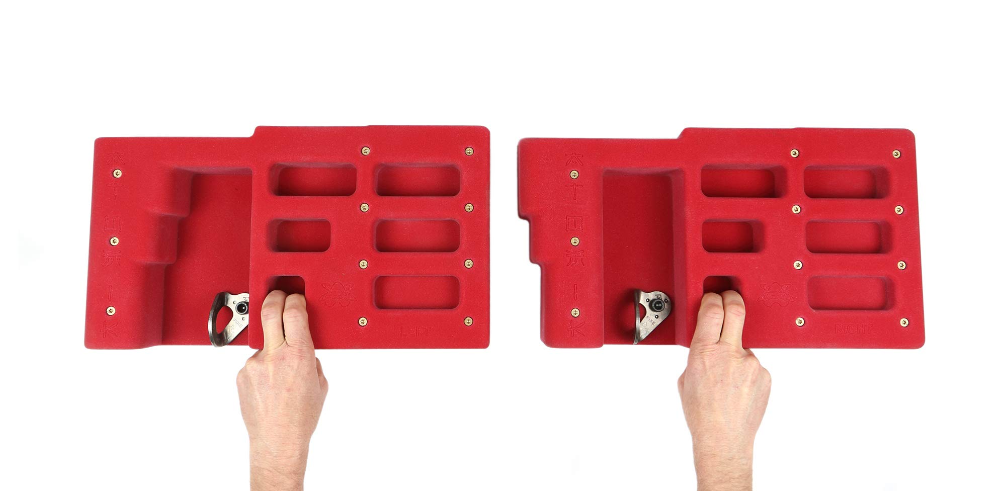 Atomik Red 2-Piece Rock Climbing Hangboard Set with 3 Rows for Grip & Strength Training - Perfect for Home Gym & Climbing Enthusiasts