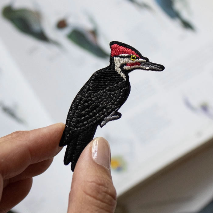 Bird Collective Pileated Woodpecker Iron-On Patch - Nature Inspired Embroidered Badge for Jackets, Backpacks & Hats - Perfect for Outdoor Enthusiasts & Wildlife Lovers