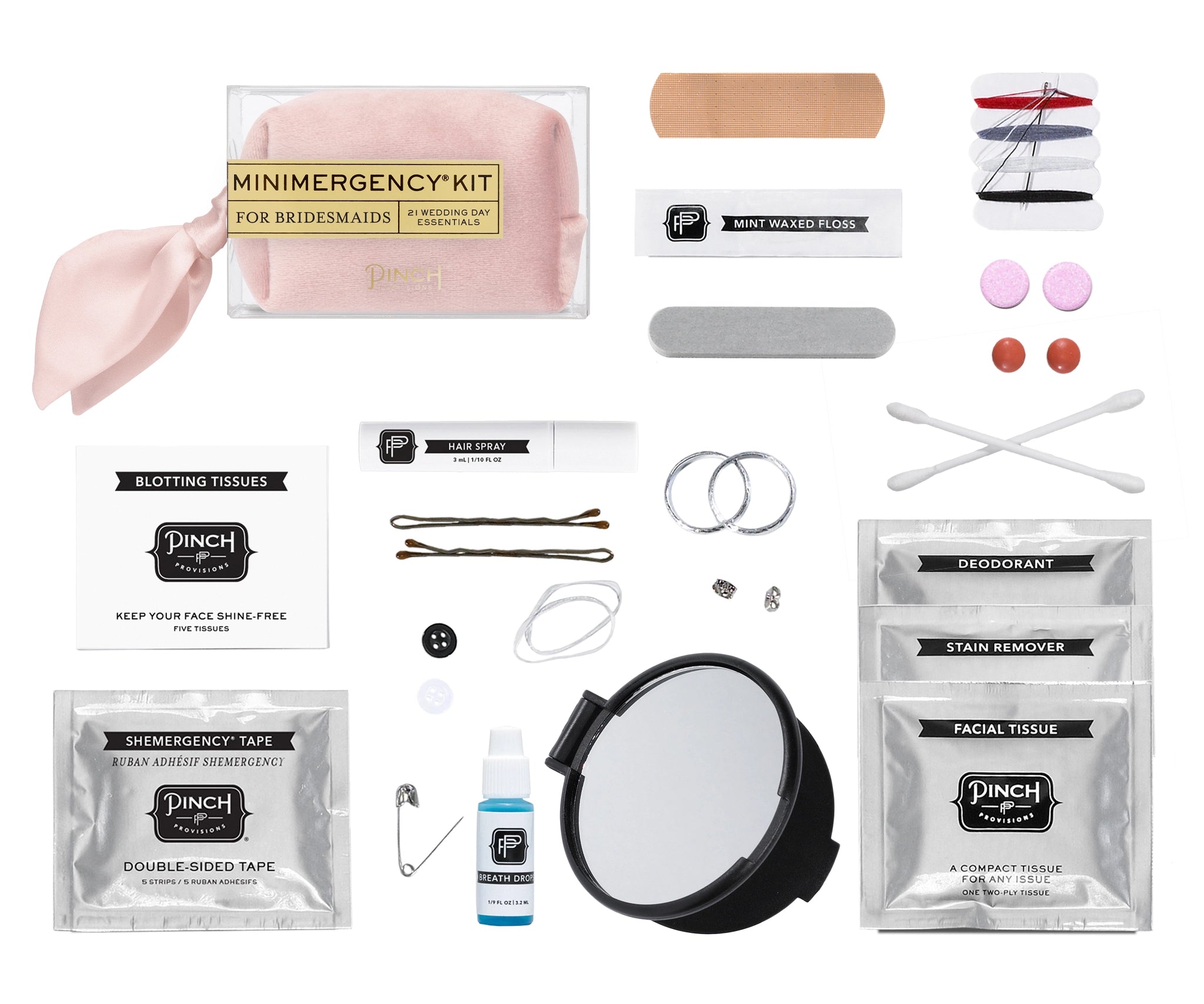 Velvet Bridesmaid Emergency Kit - Dusty Pink Mini Makeup & Essentials Pouch for Weddings, Parties & Travel