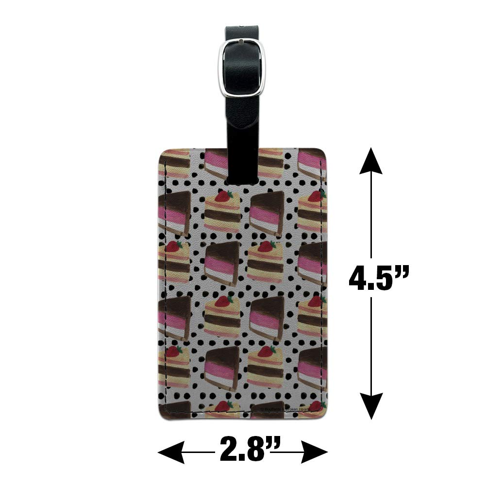 Stylish Rectangle Leather Luggage Tag with Slice of Cake Pattern - Durable Suitcase ID Card Holder for Carry-On Bags | Perfect for Travel, Business Trips & Vacation Identification