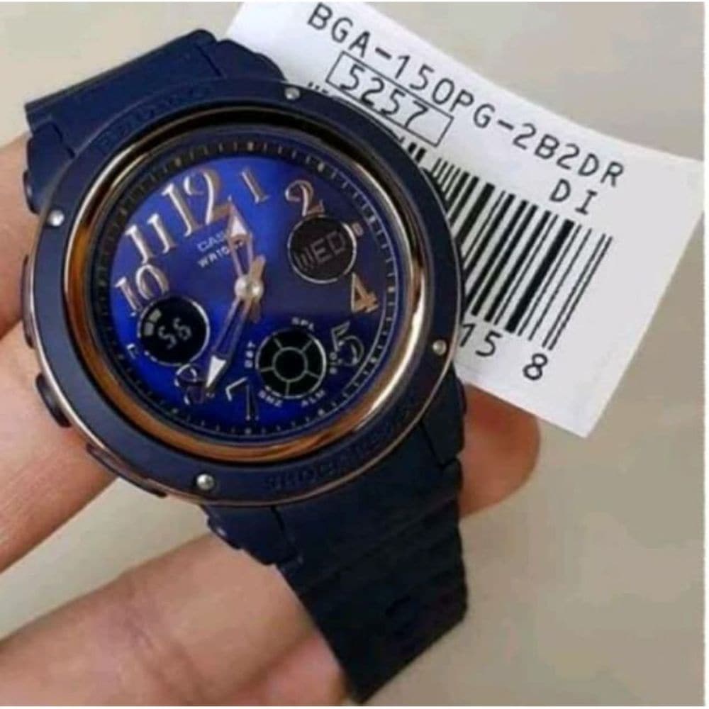 CASIO BABY-G BGA-150PG-2B2DR Digital Quartz Women's Watch - Blue Resin Band, Shock Resistant, Water Resistant - Perfect for Sports, Outdoor Activities & Everyday Wear