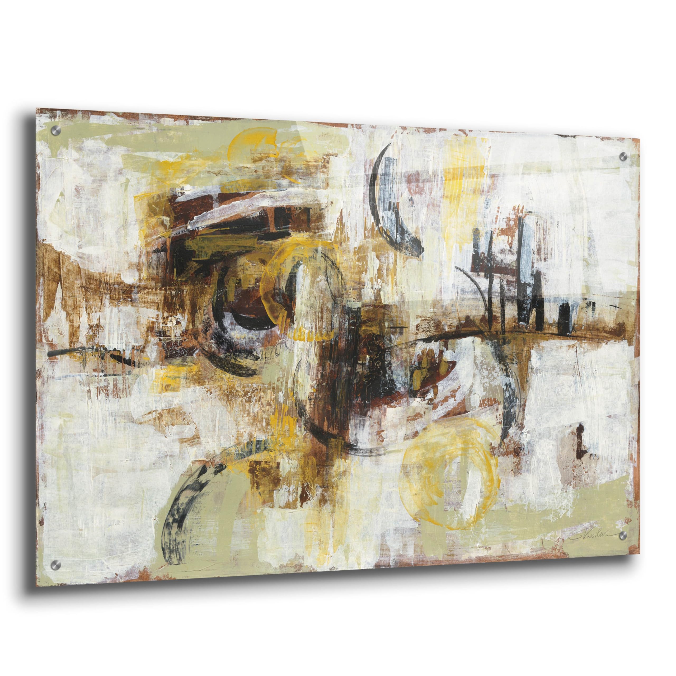 Epic Art 'Graffiti Wall III' by Silvia Vassileva - Modern Acrylic Glass Wall Art Painting 36x24 Inches - Perfect for Living Room, Bedroom & Office Decor