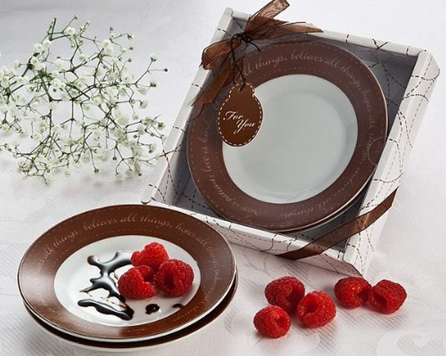 Love is... Party Dish Favor Set of 2 - Elegant Wedding, Anniversary & Bridal Shower Tableware for Romantic Celebrations