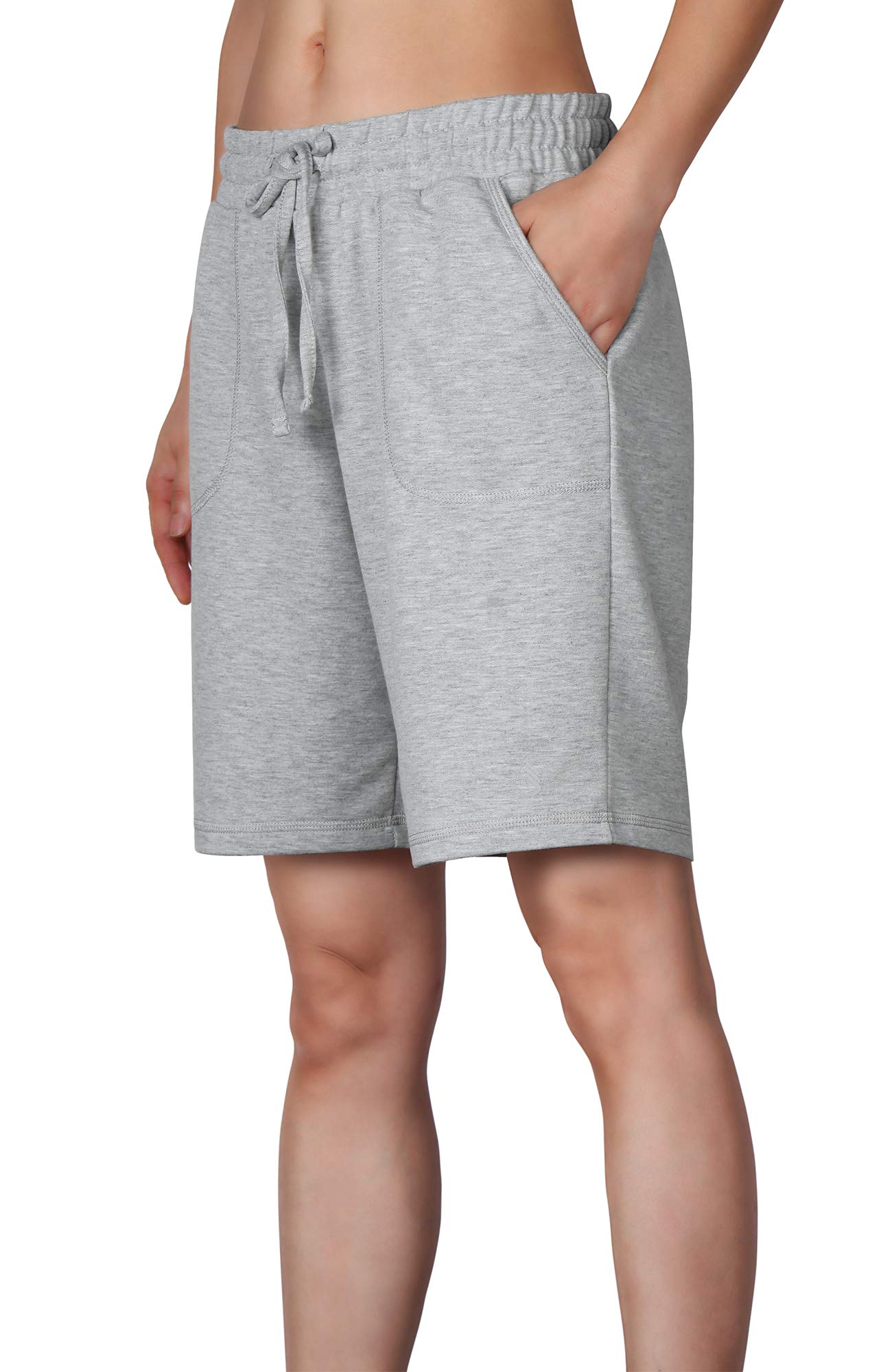 Icyzone Women's Athletic Running Yoga Shorts - High Waist Workout Active Lounge Bermuda Shorts with Pockets for Gym, Yoga, Running & Casual Wear