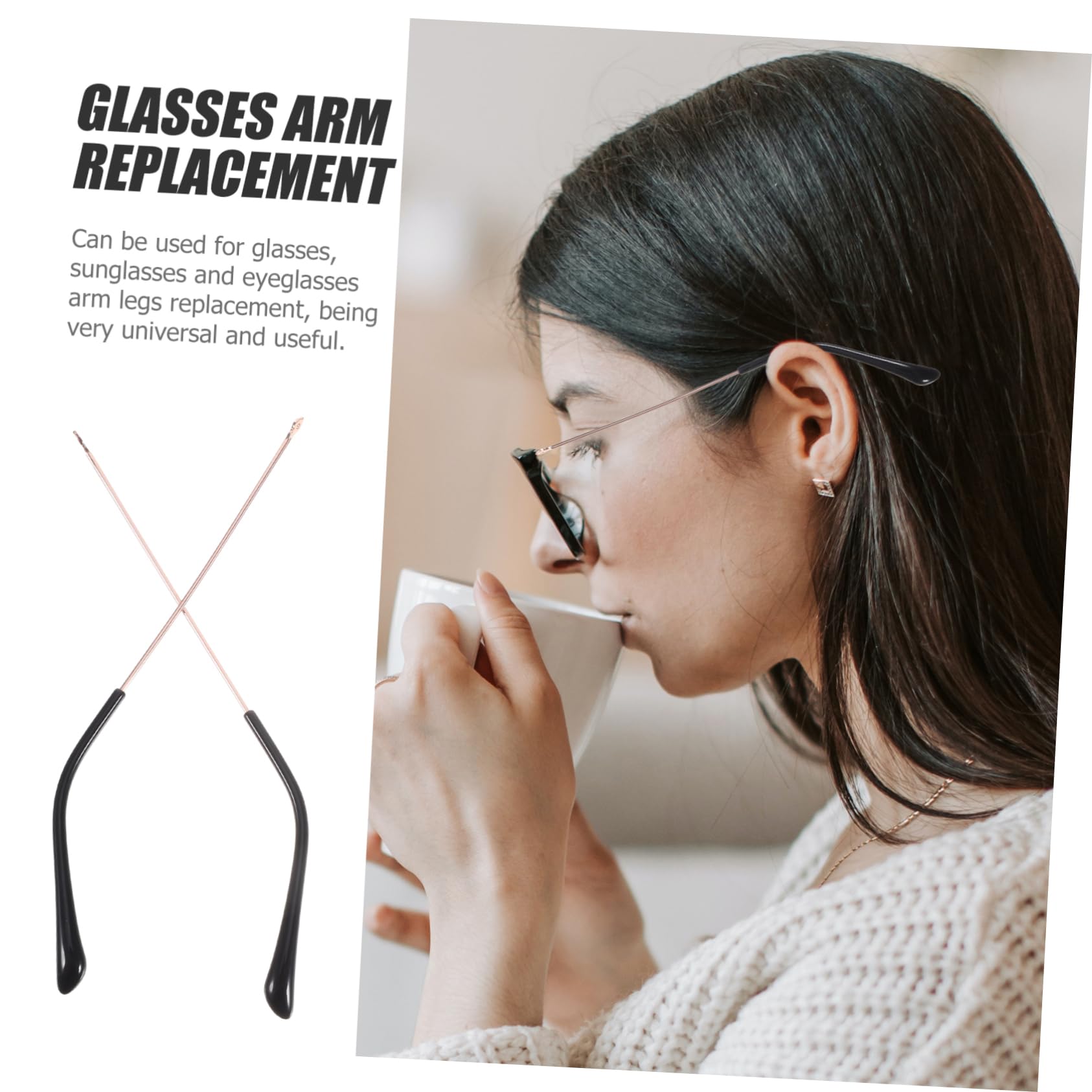 WOFASHPURET 1 Pair Metal Glasses Arms Replacement - Durable Glasses Holder & Repair Kit for Eyewear Accessories | Perfect for Broken Temple Fix, DIY Glasses Repair, and Everyday Use