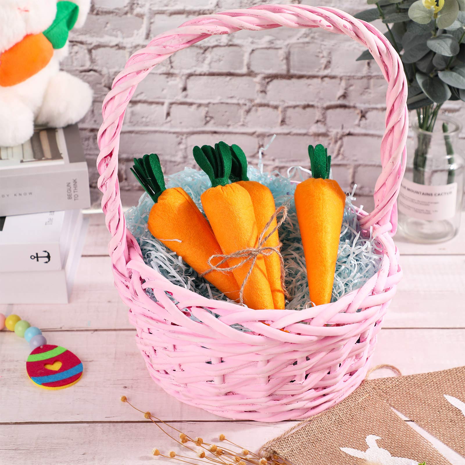 Skylety 4-Piece Easter Carrot Toy Set - Artificial Fabric Bunny Decor, Seasonal Vegetable Farmhouse Decorations, Non-Woven Farm Fresh Kitchen Tiered Tray Party Supplies (Yellow) - Perfect for Easter Home Decor, Spring Centerpieces & DIY Craft Projects