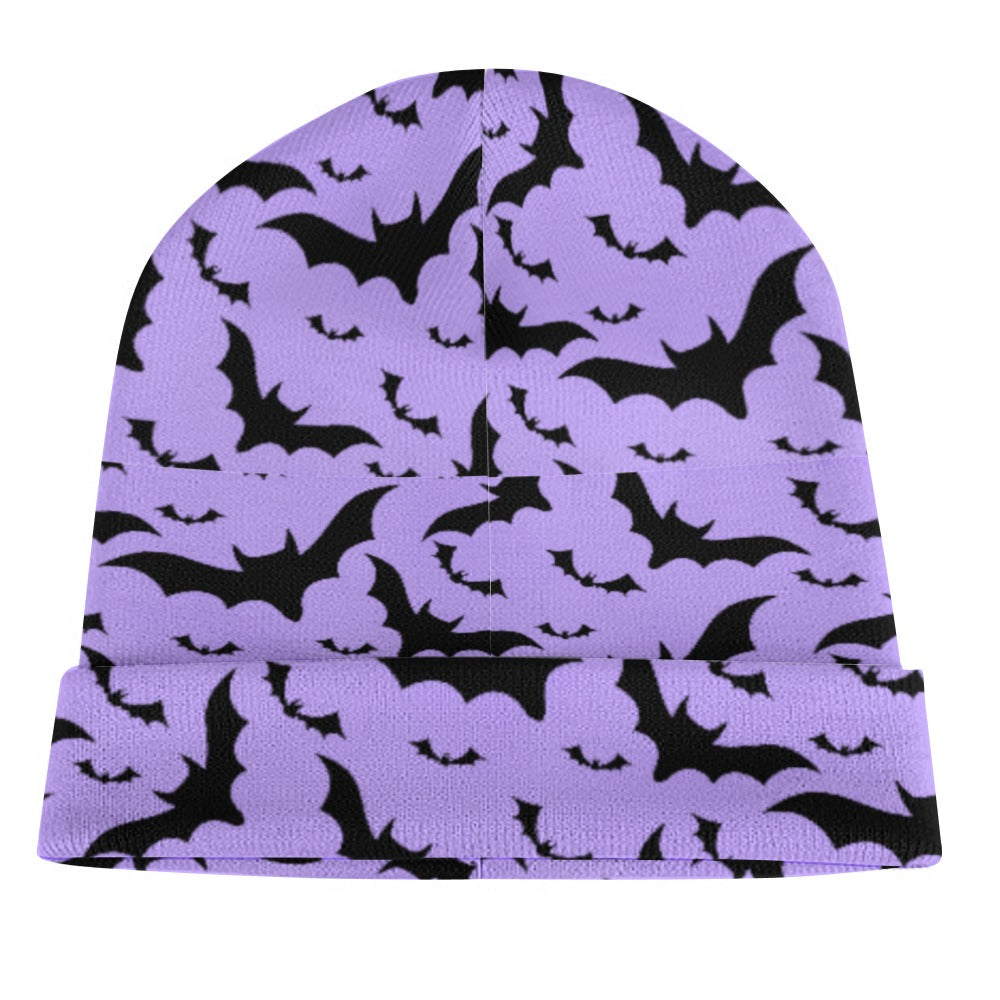 Stylish Purple Beanie with Bat Design - Cozy Winter Hat for Men & Women - Perfect for Halloween, Outdoor Activities & Casual Wear
