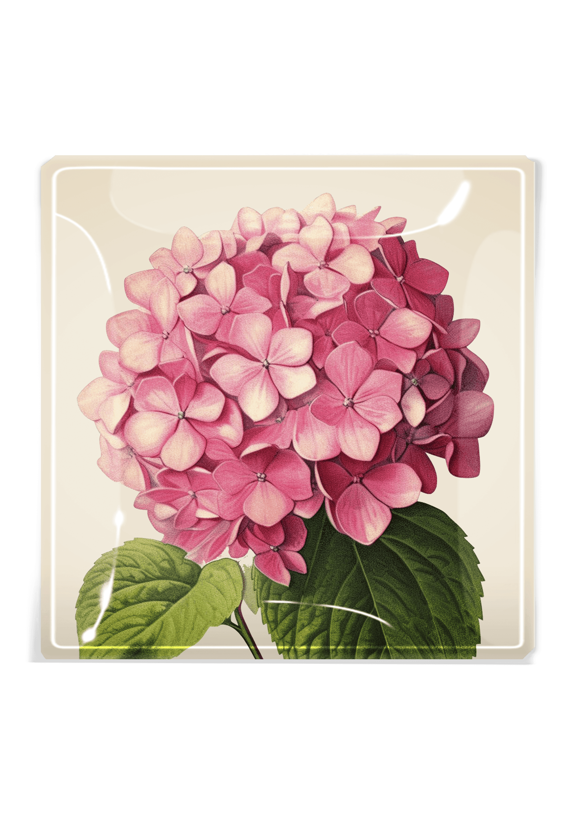 Pink Hydrangea Decoupage Glass Tray - Elegant Floral Serving Tray for Tea Party, Home Decor, and Gift Giving