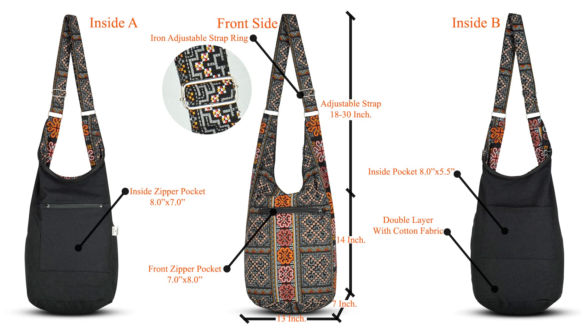 Stylish Crossbody Bags for Women - Fashionable Zippered Hobo Purse with Detachable Small Pouch | Perfect for Everyday Use, Travel & Shopping