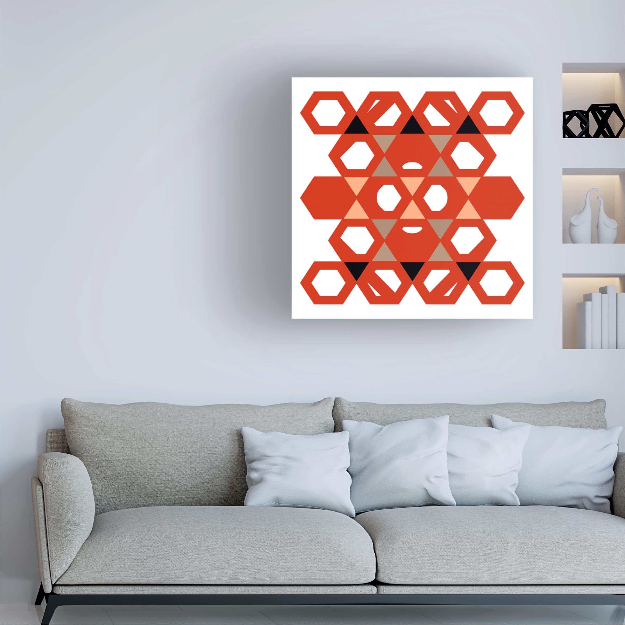 Hexagon Pattern 31 Abstract Canvas Wall Art by Richard Homawoo - Modern Geometric Home Decor for Living Room, Bedroom & Office