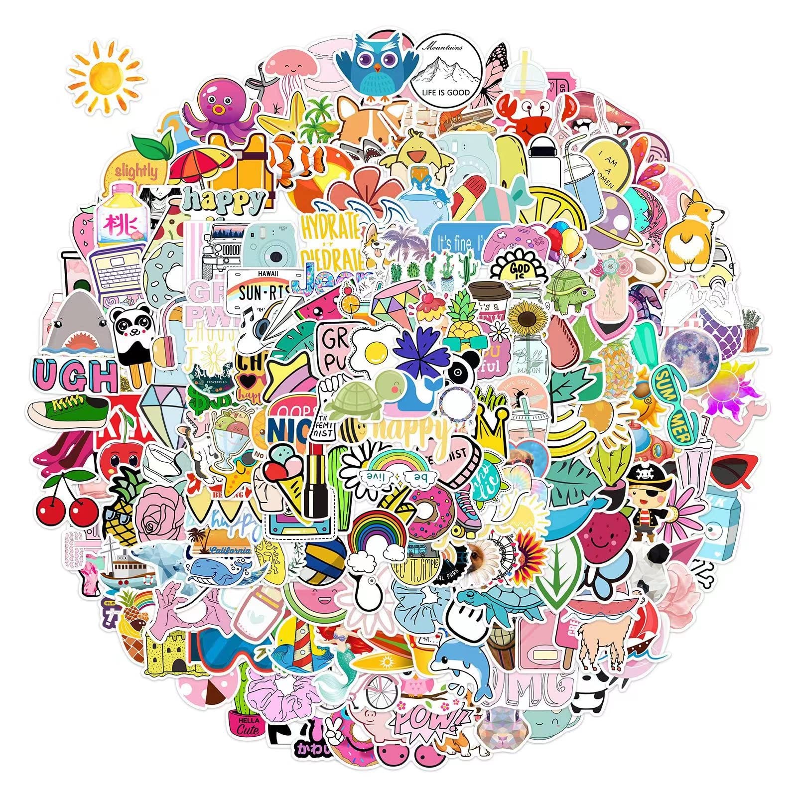 300 PCS Cute Waterproof Vinyl Stickers for Kids & Teens - Aesthetic VSCO Style Decals for Water Bottles, Wardrobe, Car, Skateboard, Motorcycle, Bicycle, Phone, Luggage & Guitar - Perfect for DIY Decor & Personalization